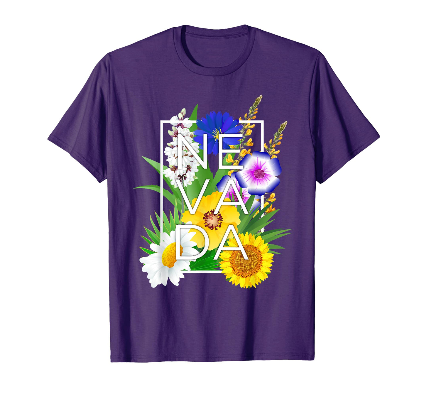Flowers of Nevada Word Art - Nevadan State Pride T-Shirt