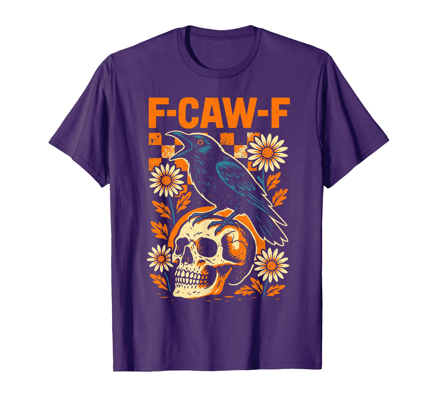 Crow F-Caw-F Funny Black Rook Bird Flowers Adult Humor T-Shirt