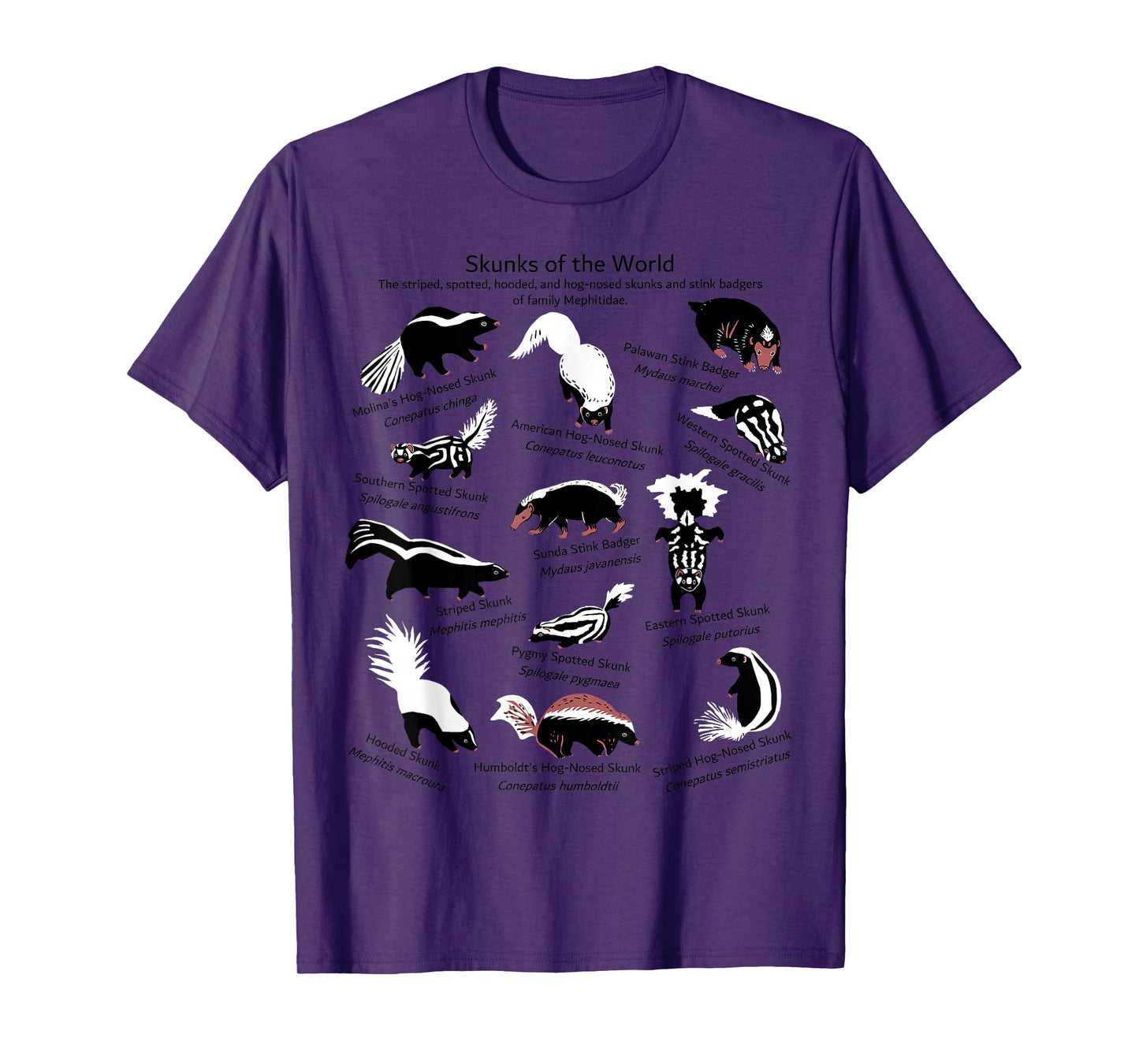 Skunks of the World: Species of Mephitidae T-Shirt