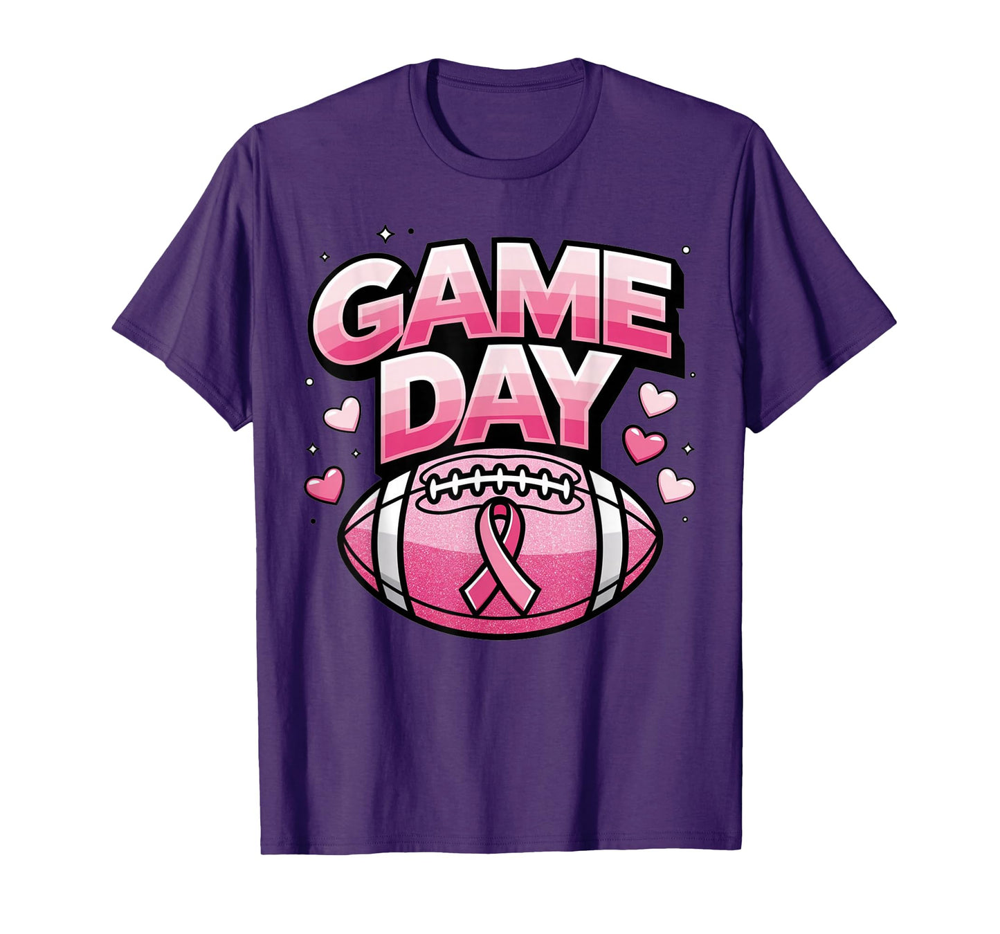 Pink Game Day Football Awareness Support Design T-Shirt