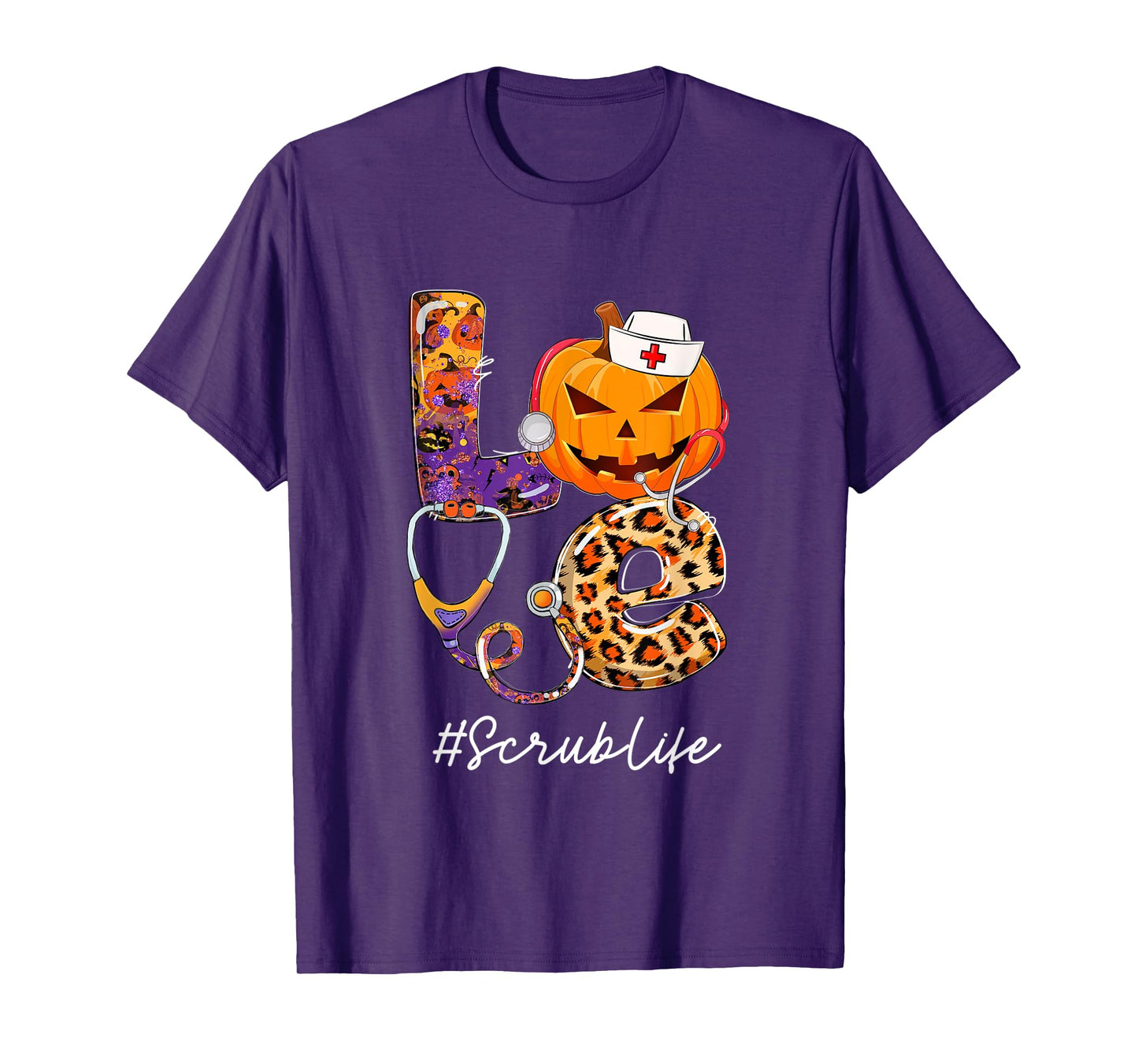 Love Scrub Life Pumpkin Stethoscope Halloween Costume T-Shirt