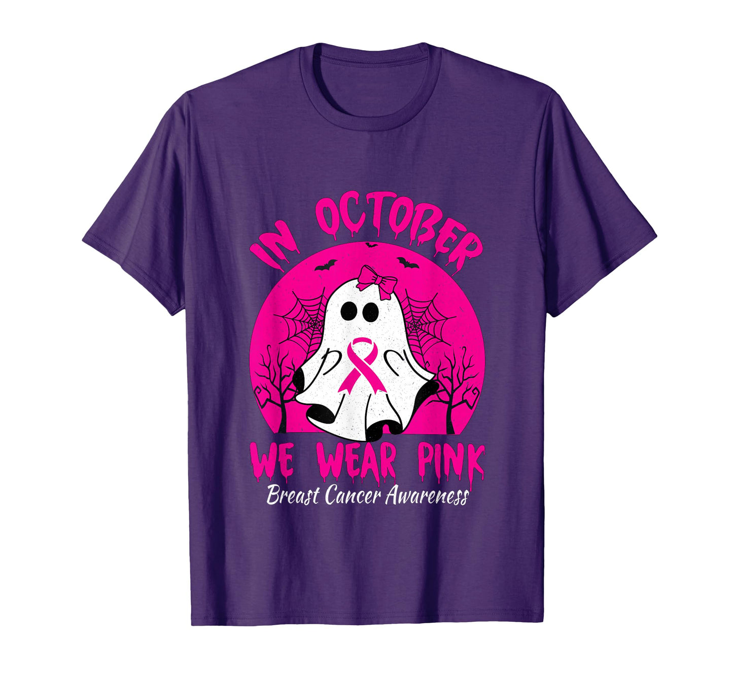 in October We Wear Pink Breast Cancer Awareness Halloween T-Shirt