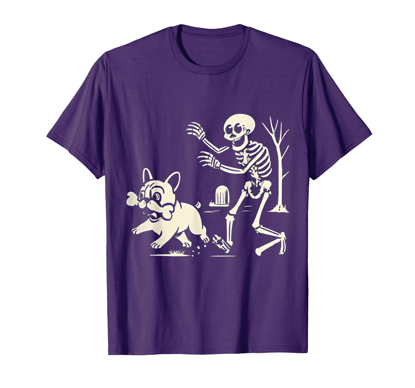 Funny Halloween French Bulldog Skeleton Spooky Season T-Shirt