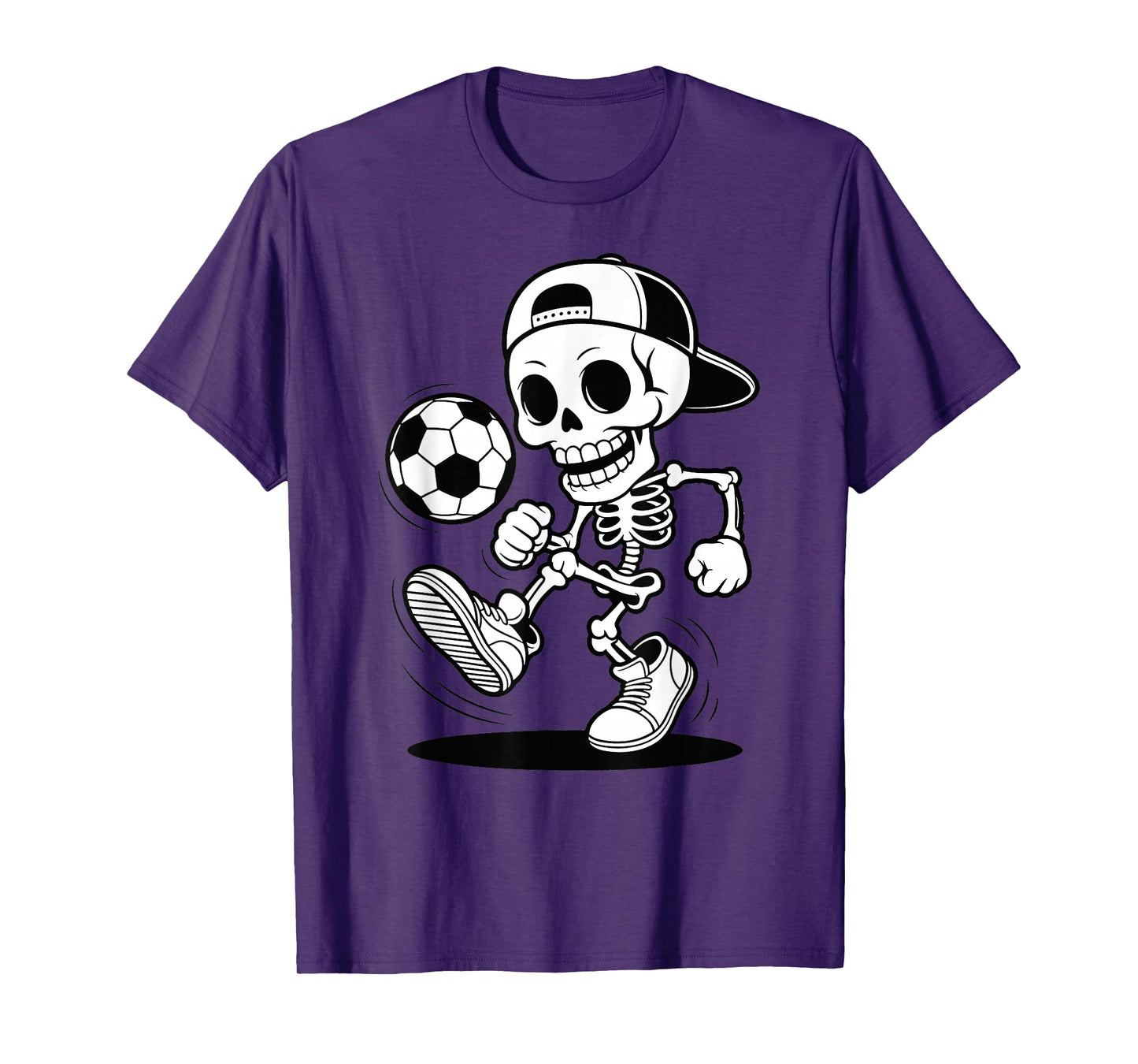 Halloween Soccer Skeleton Kicking Ball Cartoon T-Shirt