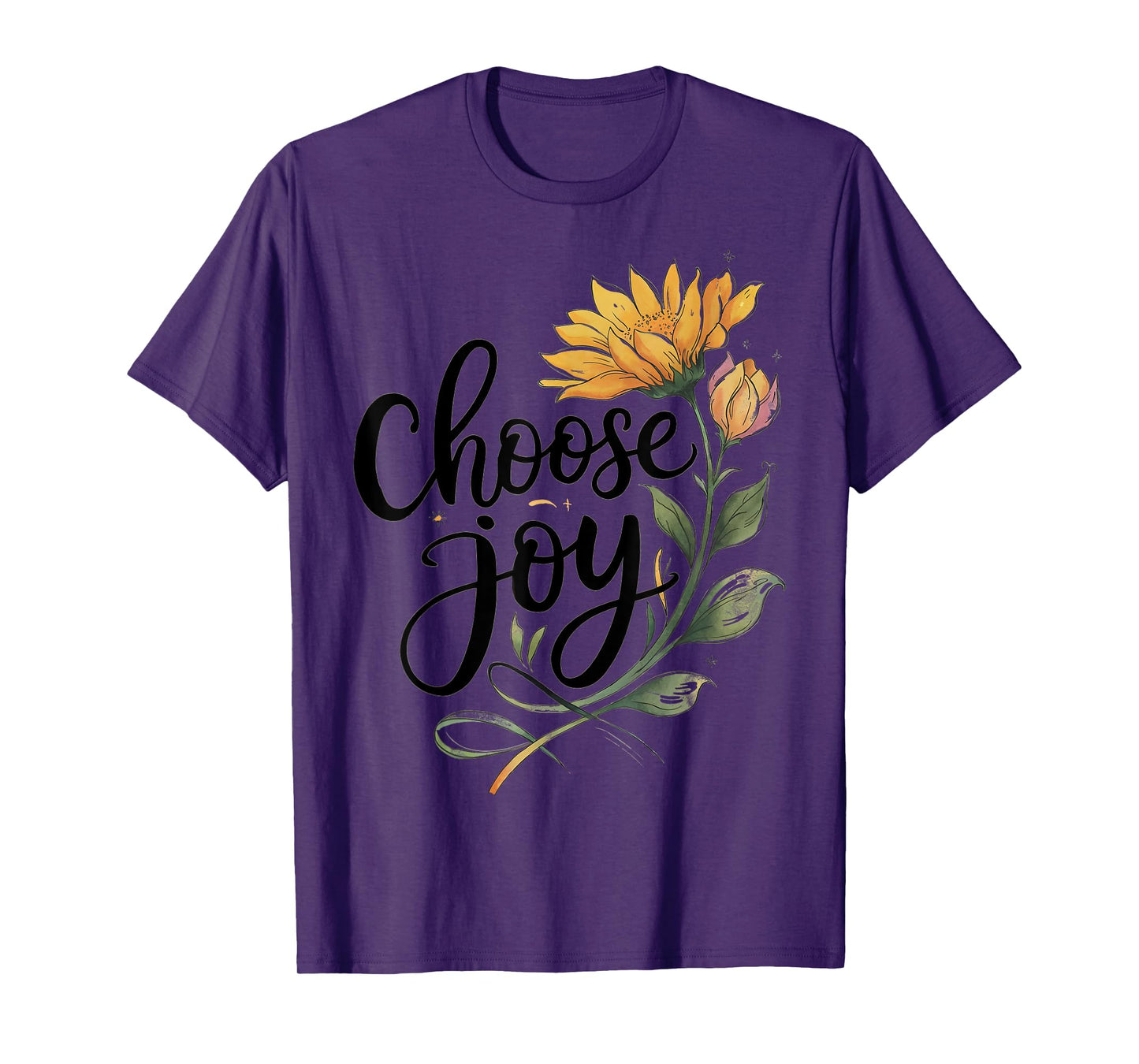 Choose Joy Inspirational Sunflower Floral Positive T-Shirt