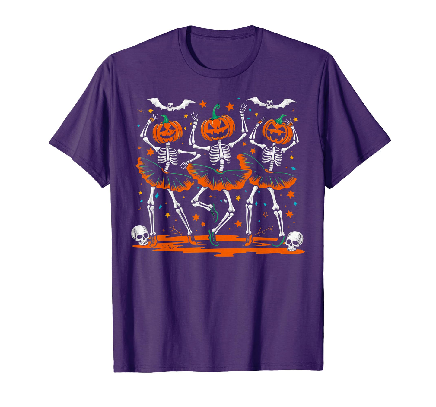Ballet Pumpkin Skeleton Scary Halloween Men Women Kids T-Shirt
