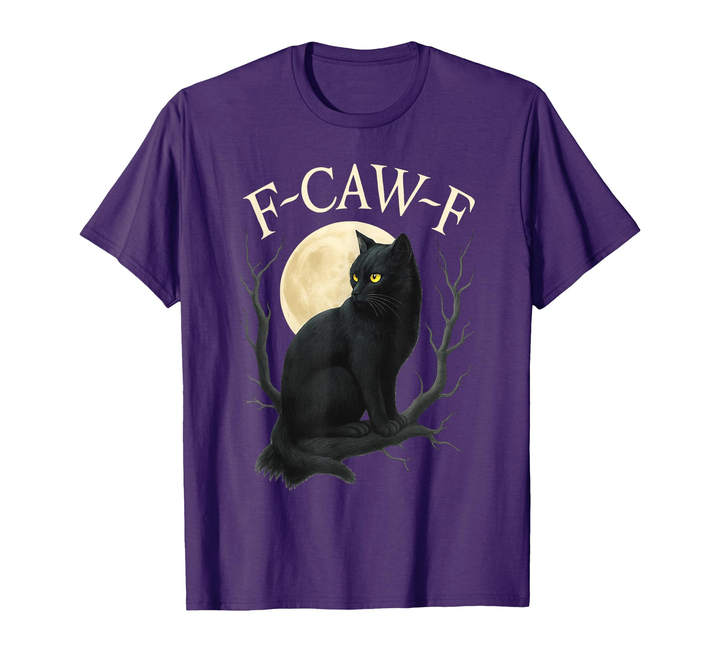 Retro F-Caw-F Black Cat Funny FCAWF Cats Meme Bird Cawing T-Shirt
