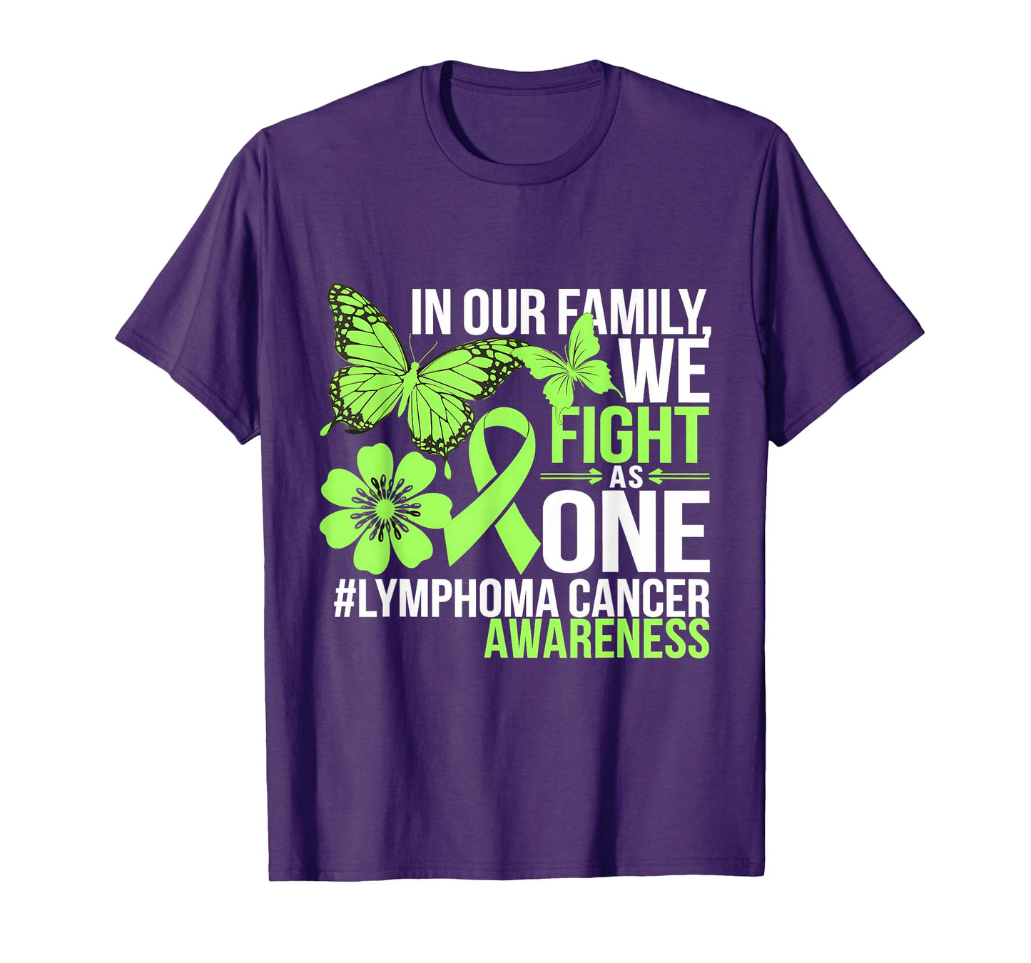 Green Ribbon Lymphoma Cancer Awareness We Fight As One T-Shirt