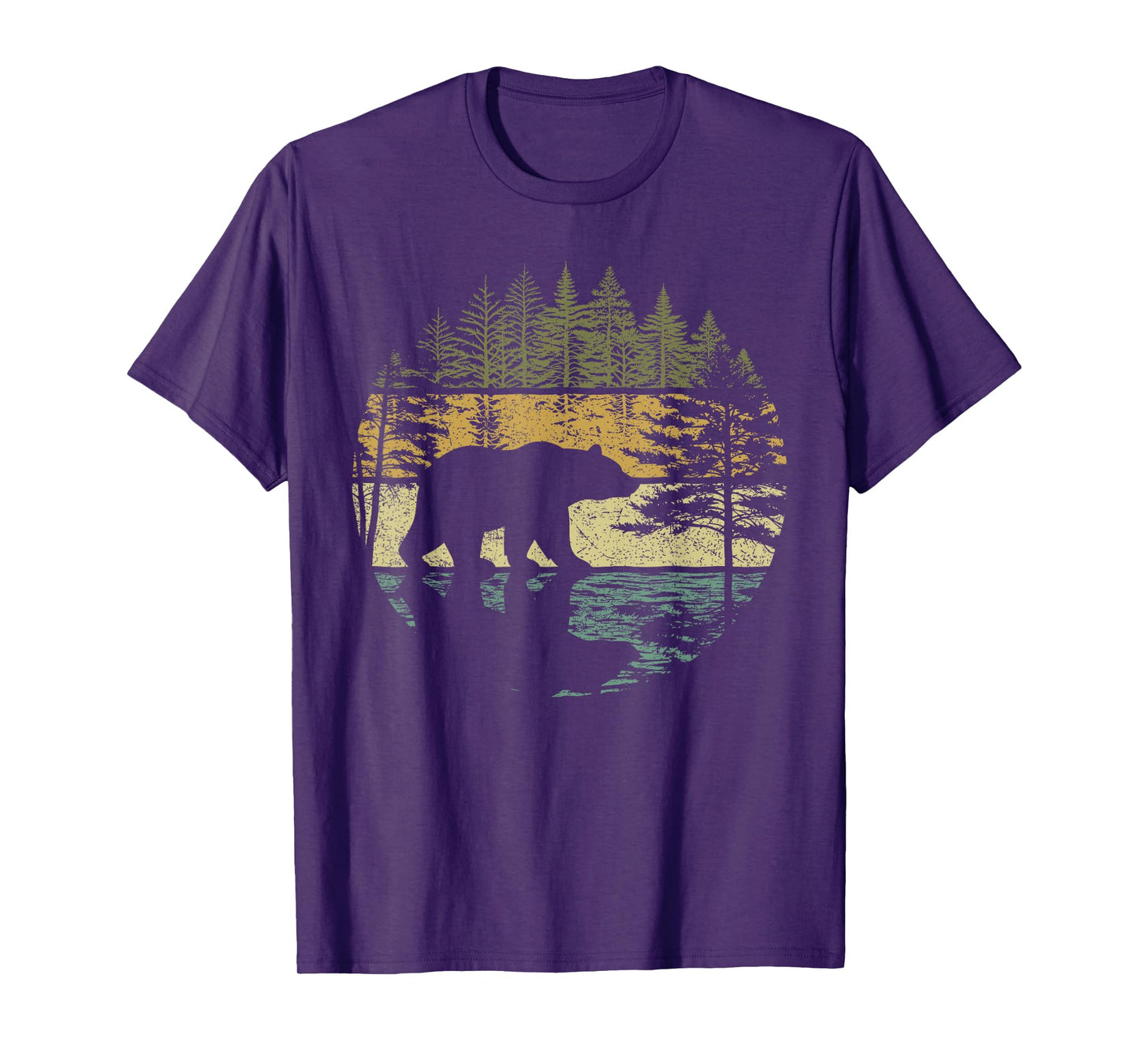 Retro Forest Bear Outdoors Nature Women Men Vintage Graphic T-Shirt