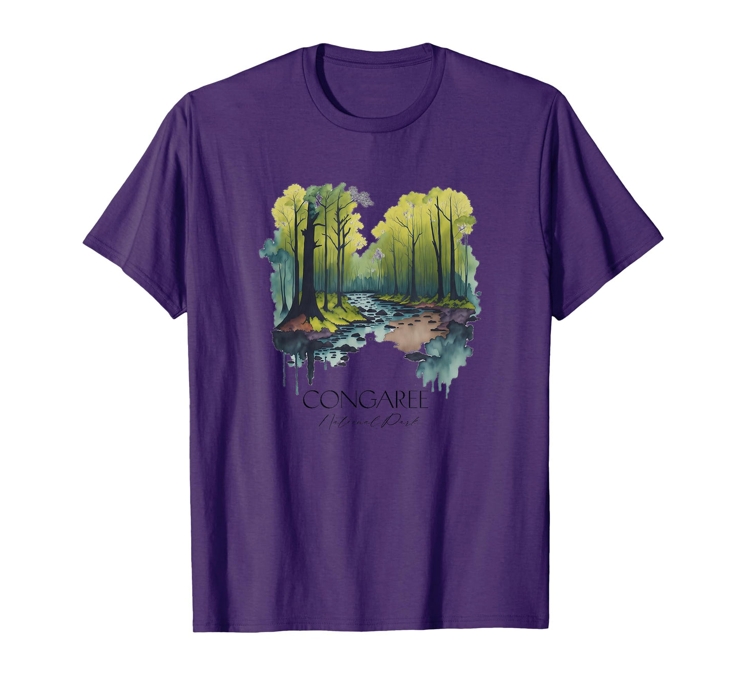 Cool Congaree National Park Hiking Watercolor Graphic T-Shirt