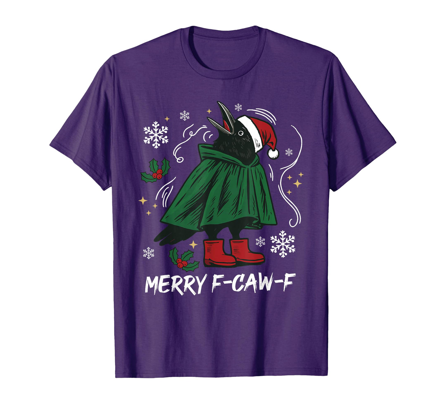 Christmas Black Crow, F-Caw-F Funny Black Bird Vintage Adult T-Shirt
