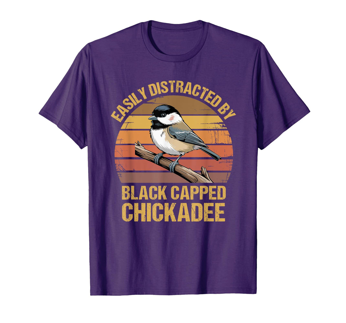 Black Capped Chickadee Bird Watching Lover Vintage Retro Sun T-Shirt