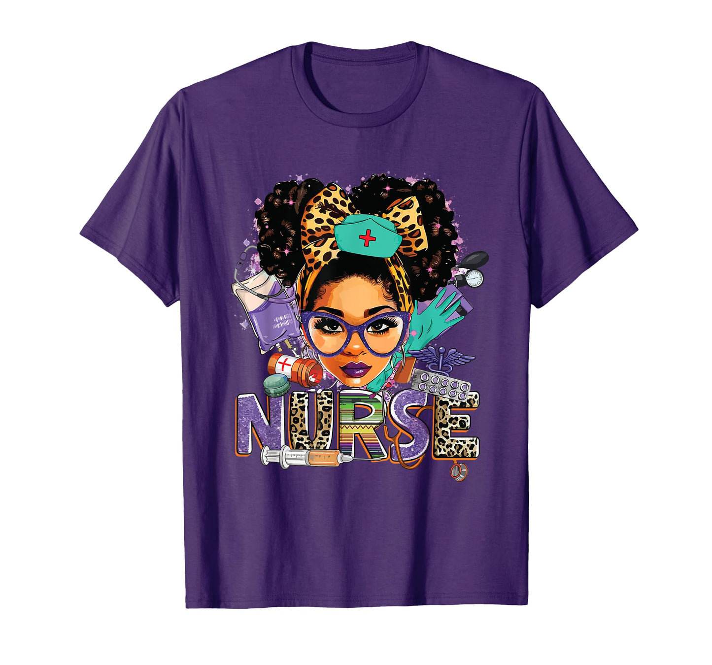 Black Strong Nurse Afro Love Melanin African American Women T-Shirt