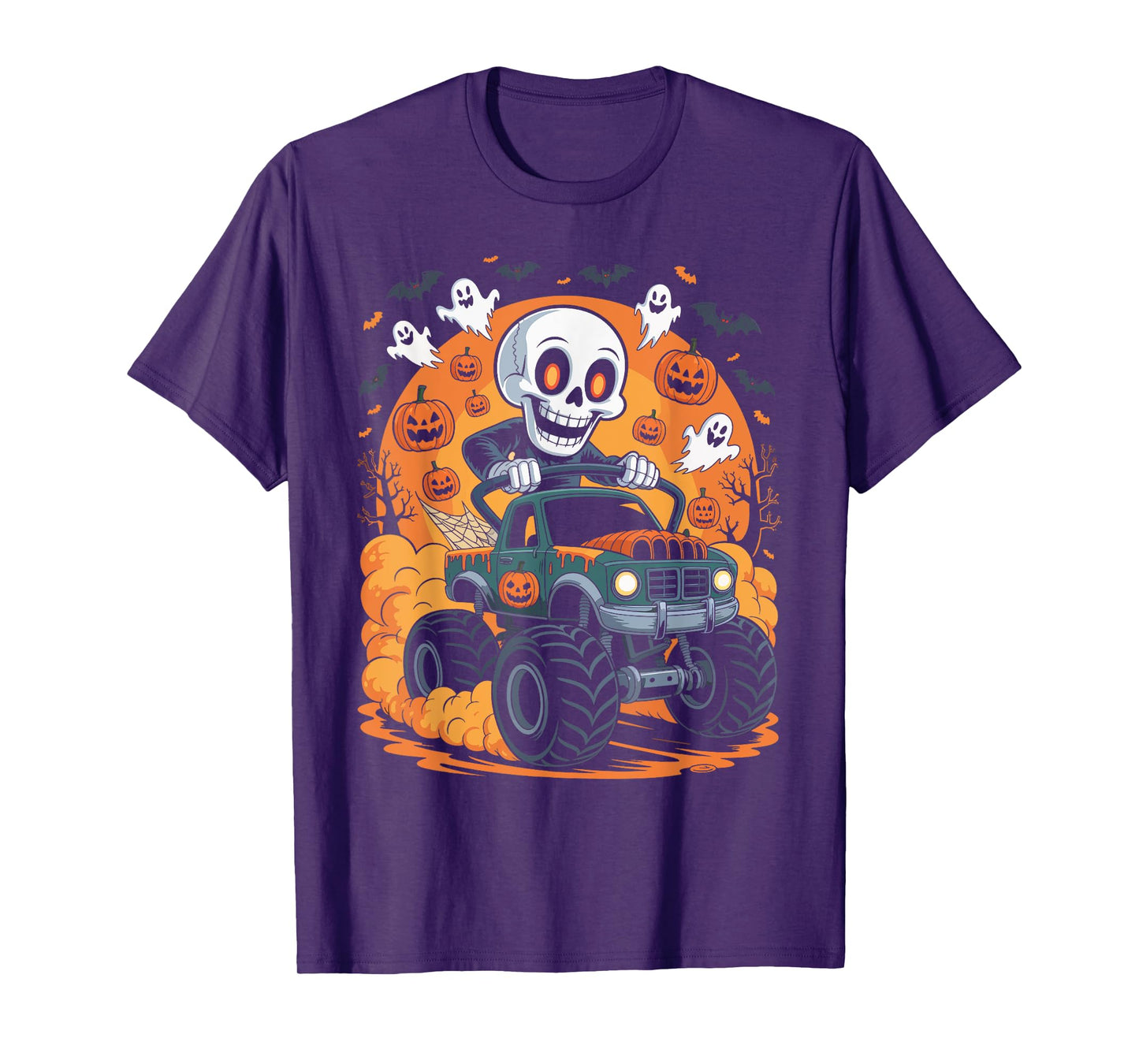 Halloween Skeleton Monster Truck Spooky Ride T-Shirt