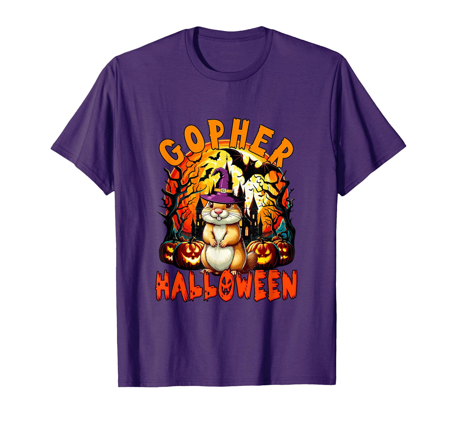 Gopher Halloween Cosplay Witch Horror Carved Pumpkins T-Shirt