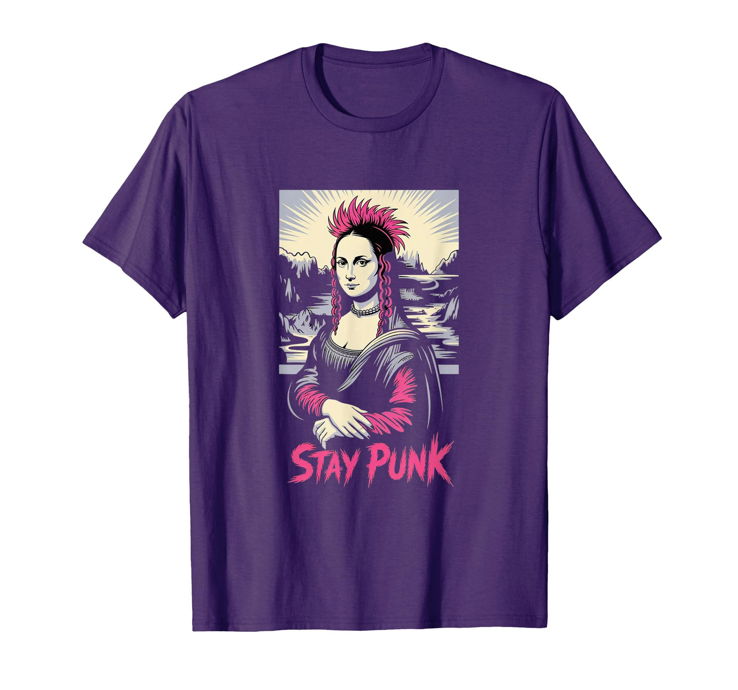 Punk Rock Mona Lisa – Rebel Art Parody Tee T-Shirt