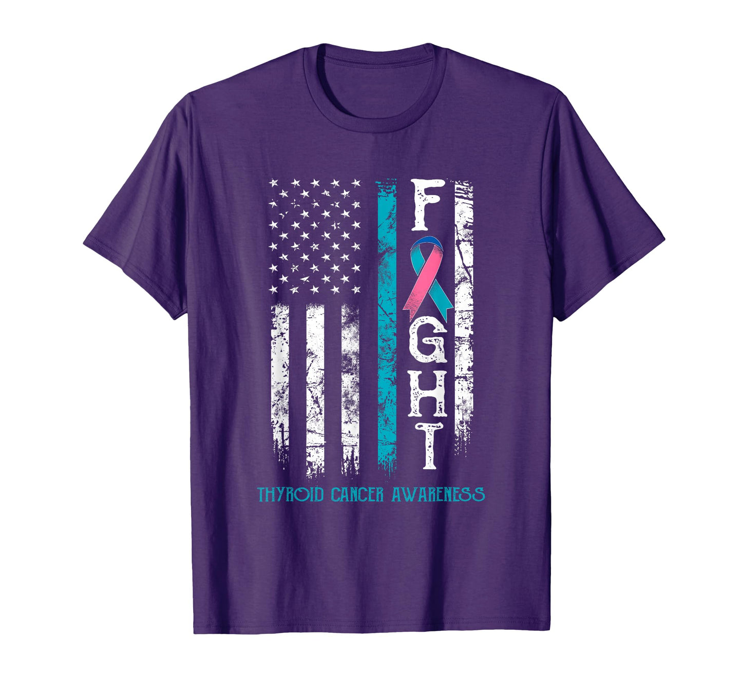 Thyroid Cancer Warrior US Flag T-Shirt