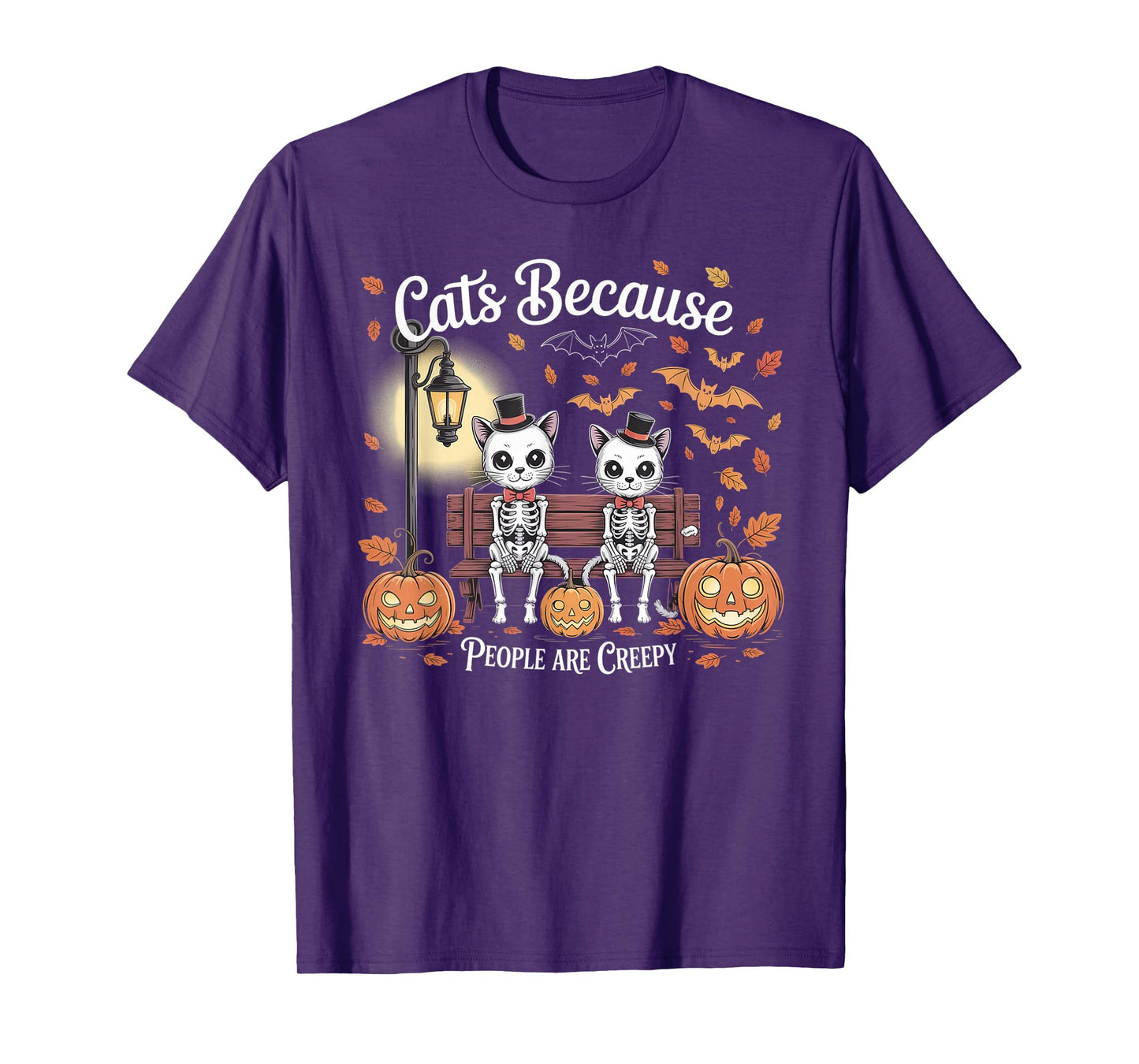 Cats Because People are Creepy Ghost Halloween Cat Mom Kids T-Shirt