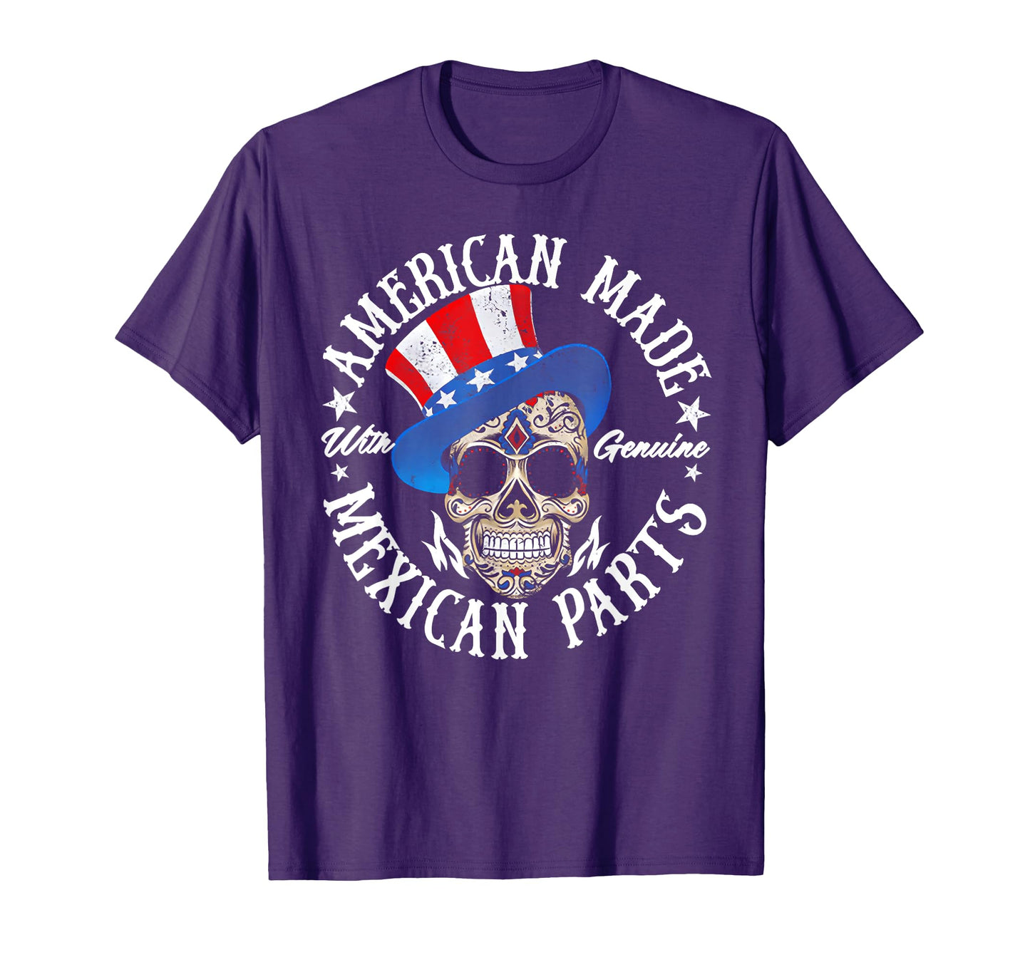 American Made With Genuine Mexican Parts Skull T-Shirt