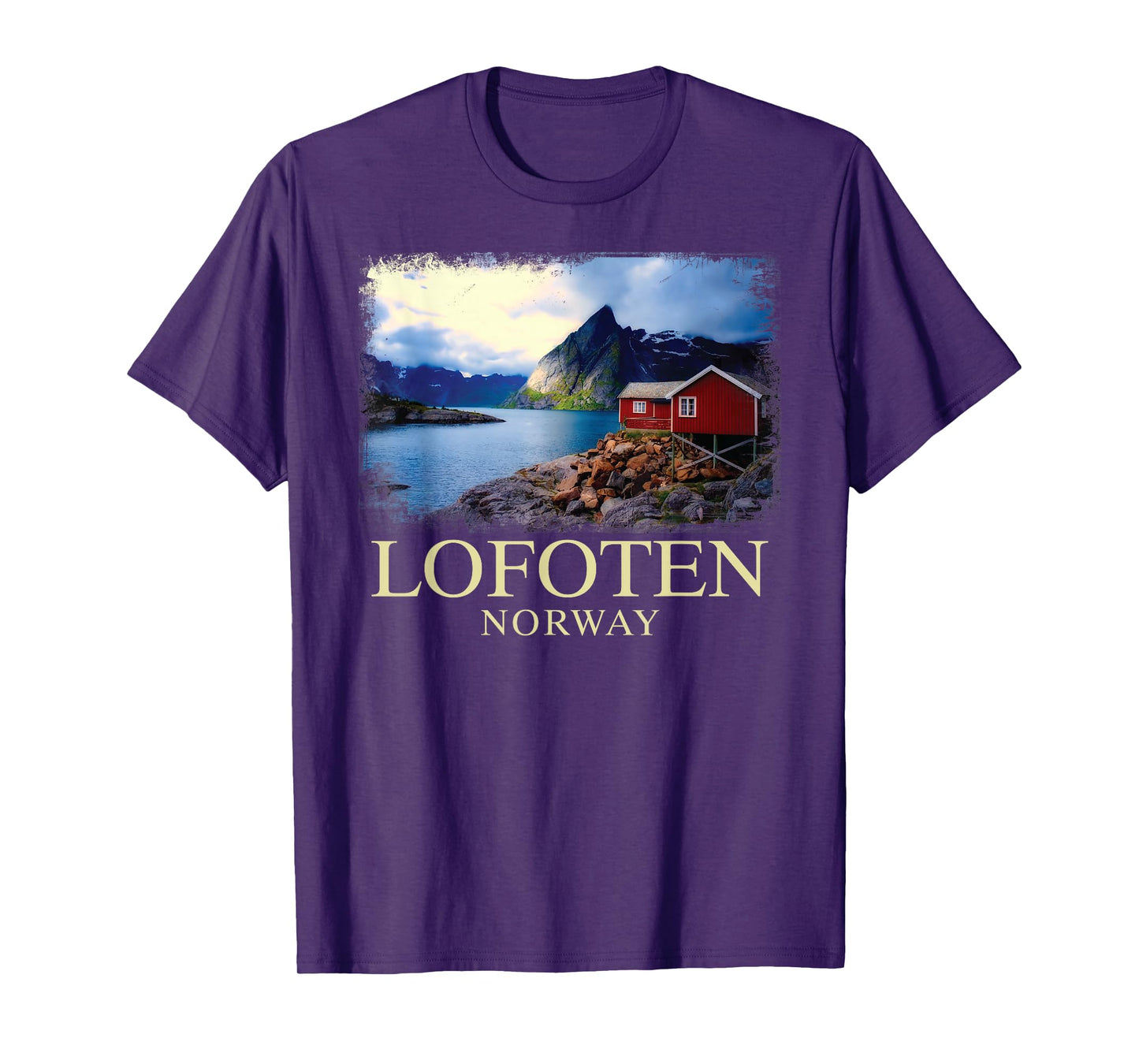 Lofoten Norway Cabin Nordic Fjord Bergen Northern Lights T-Shirt