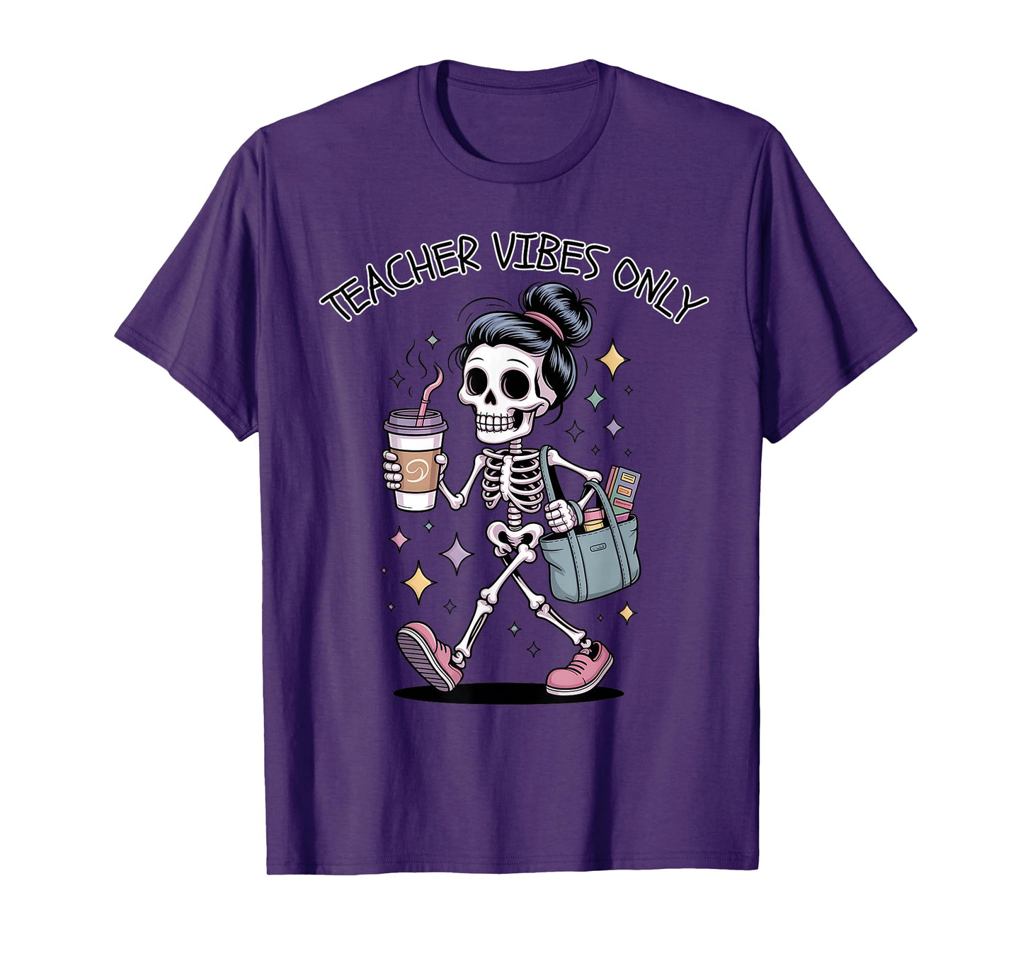 Teacher Vibes Only Skeleton Halloween T-Shirt