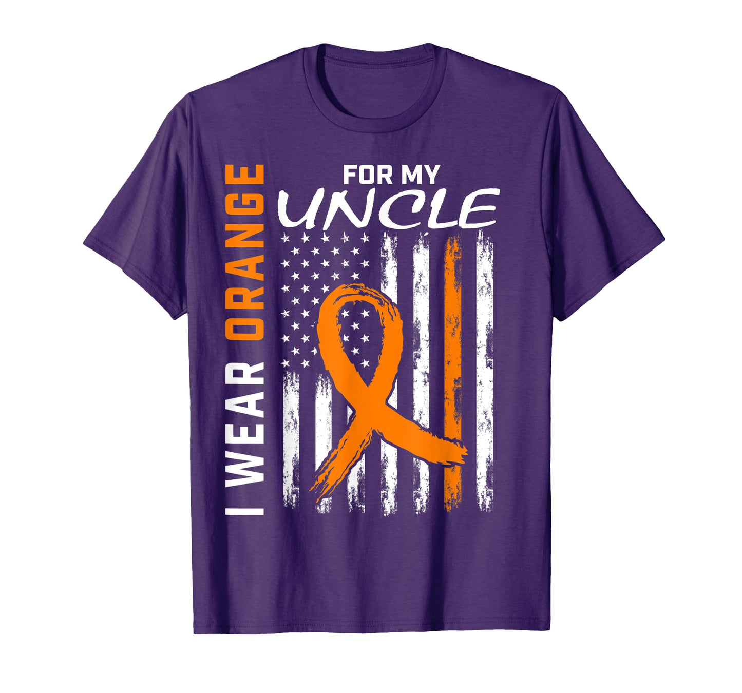I Wear Orange For My Uncle Leukemia Cancer Awareness Flag T-Shirt