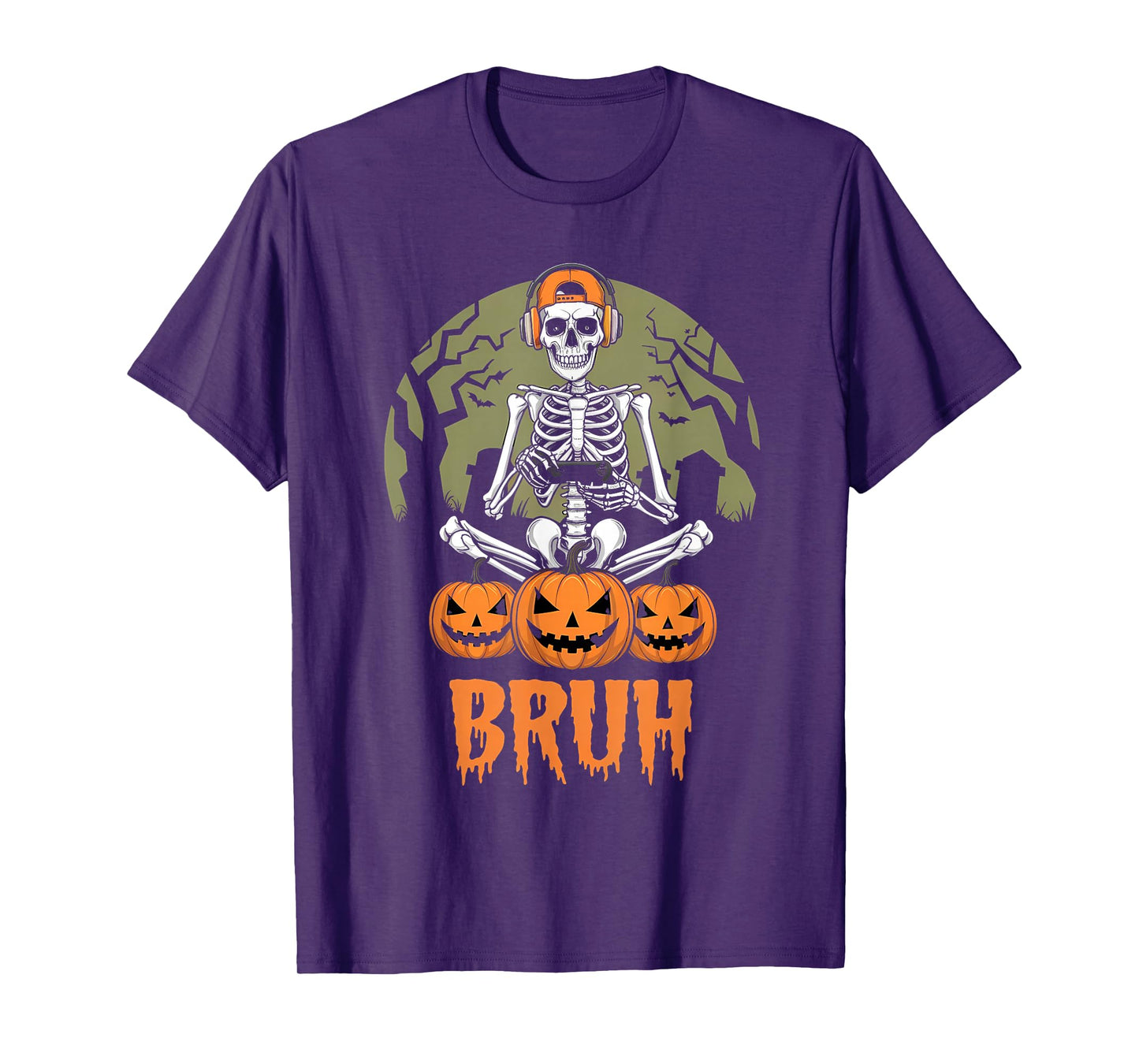 Halloween Skeleton Video Gaming Gamer Teens Boys Men Youths T-Shirt