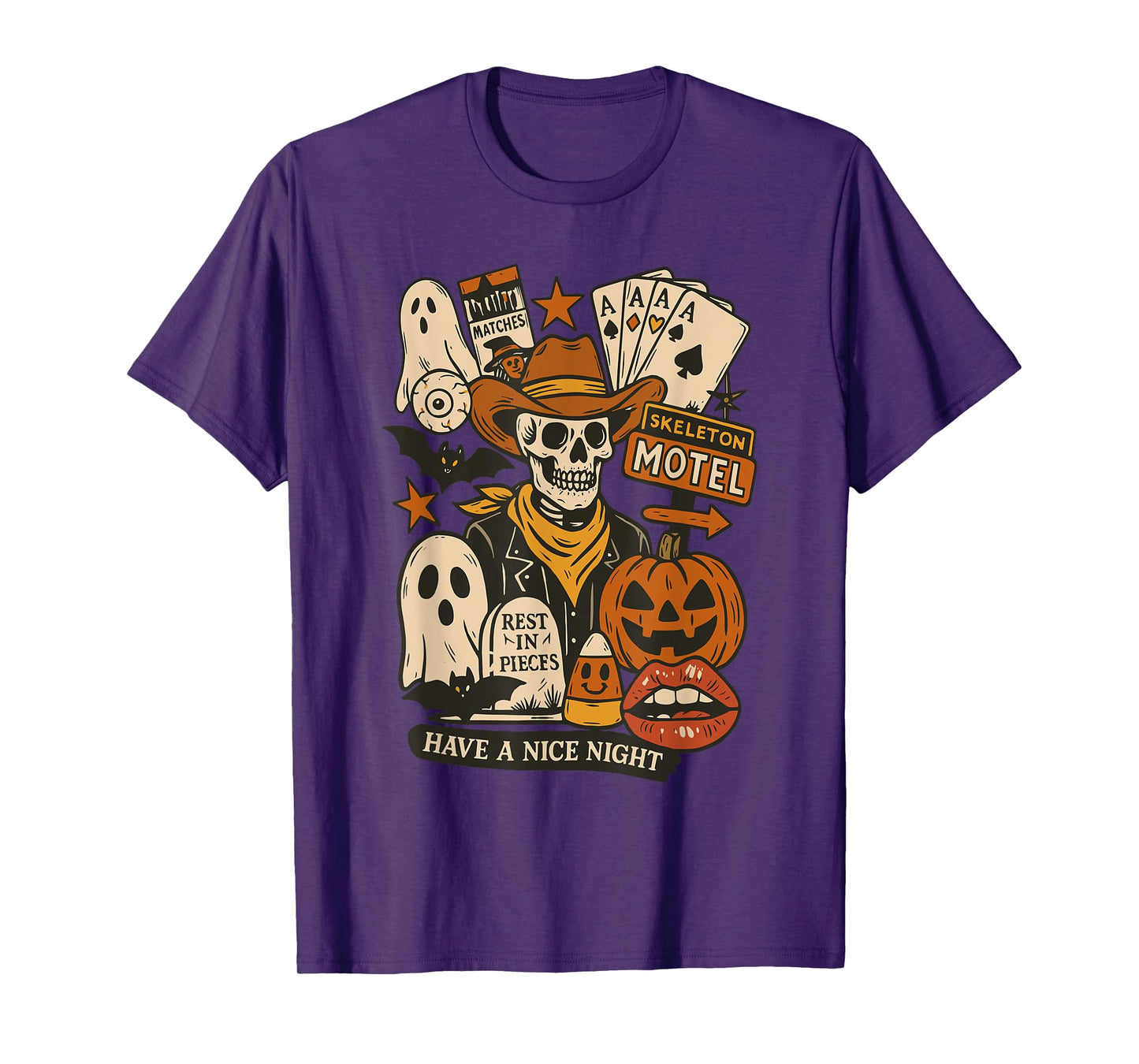Spooky Western Skeleton Halloween Cowboy Pumpkin Ghost Women T-Shirt