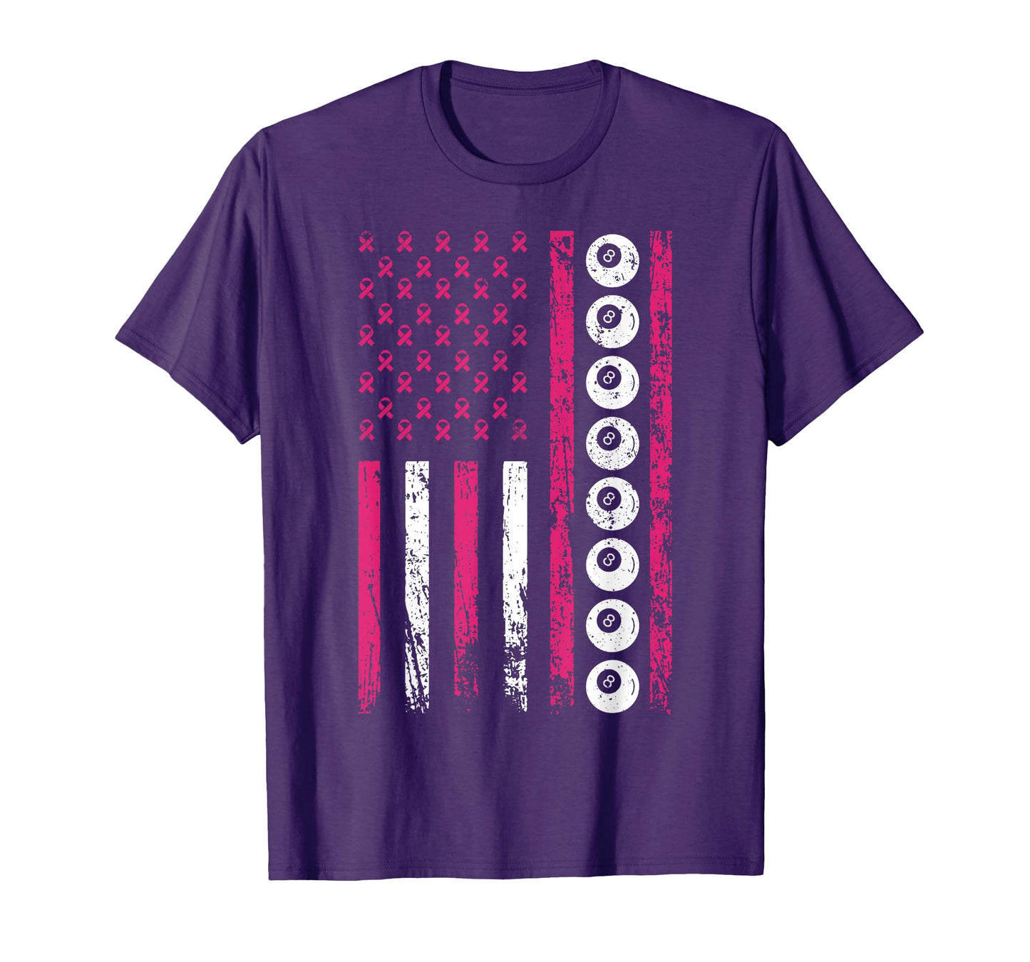 American Sports Flag Breast Cancer Awareness Billiards T-Shirt