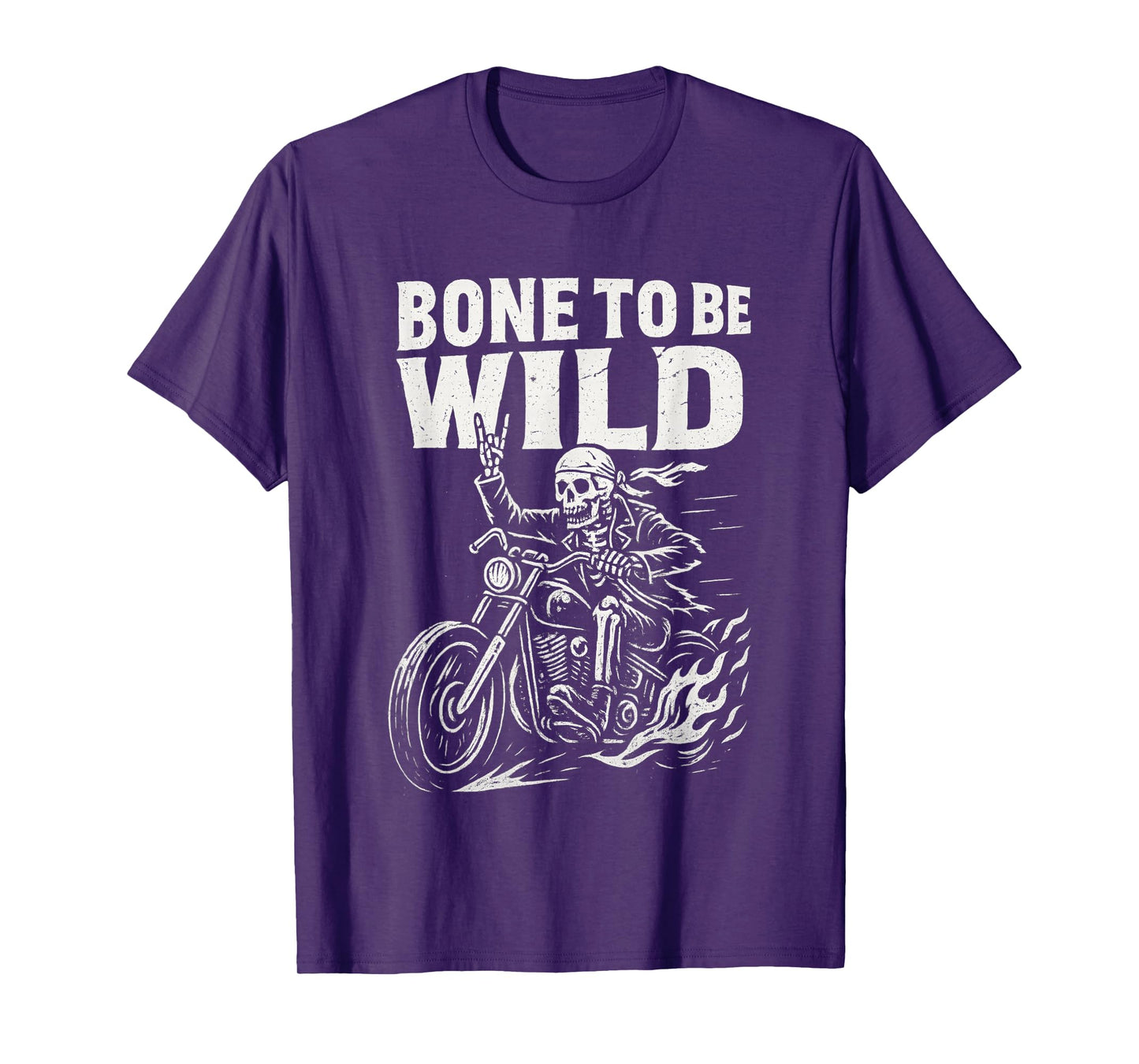 Bone to Be Wild Skeleton Biker Edgy Aesthetic Pun Humor T-Shirt