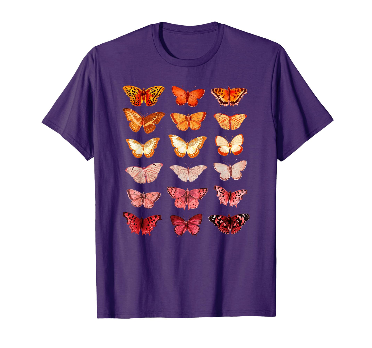 Lesbian Flag Colour Butterfly Subtle Sapphic Pride Aesthetic T-Shirt