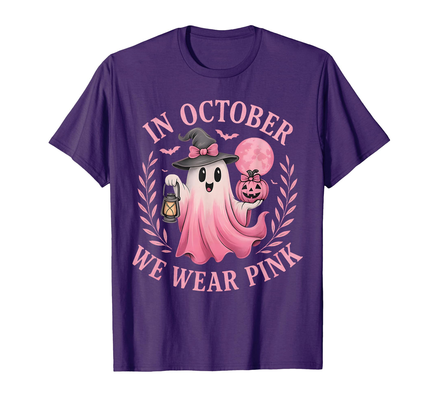 In October We Wear Pink Breast Cancer Awareness Halloween T-Shirt