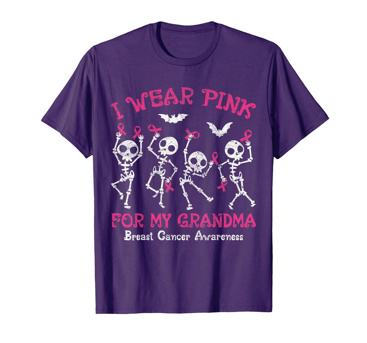 I Wear Pink For My Grandma Breast Cancer Awareness Skeletons T-Shirt