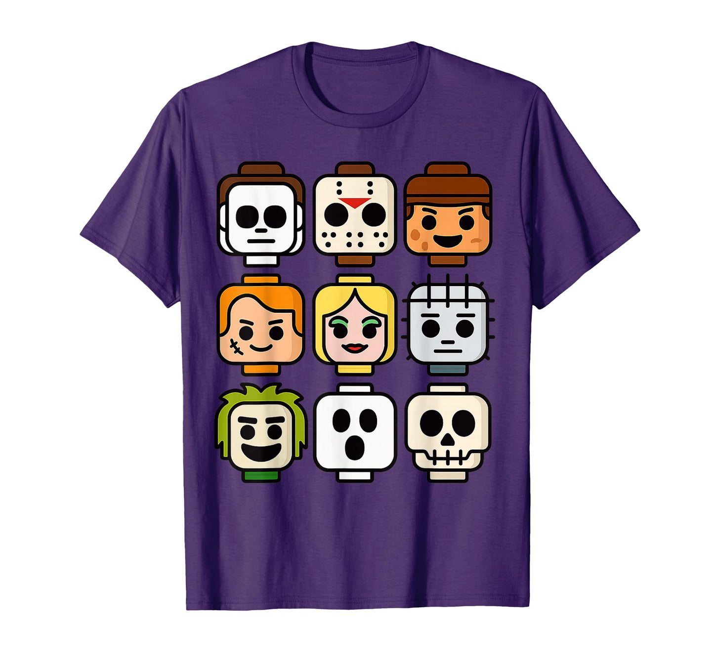 Halloween Building Brick Head Pumpkin Ghost Zombie Boys T-Shirt