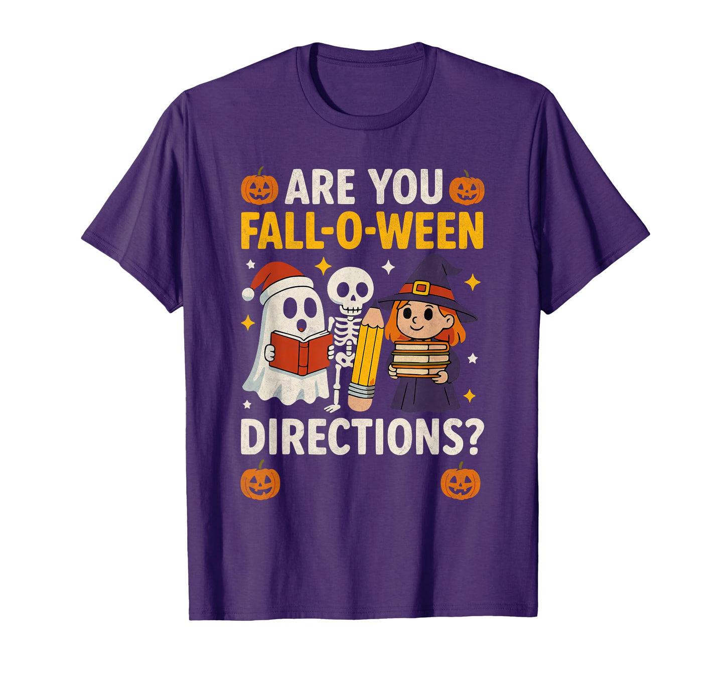 Retro are You Fall O Ween Directions Teacher Halloween Ghost T-Shirt