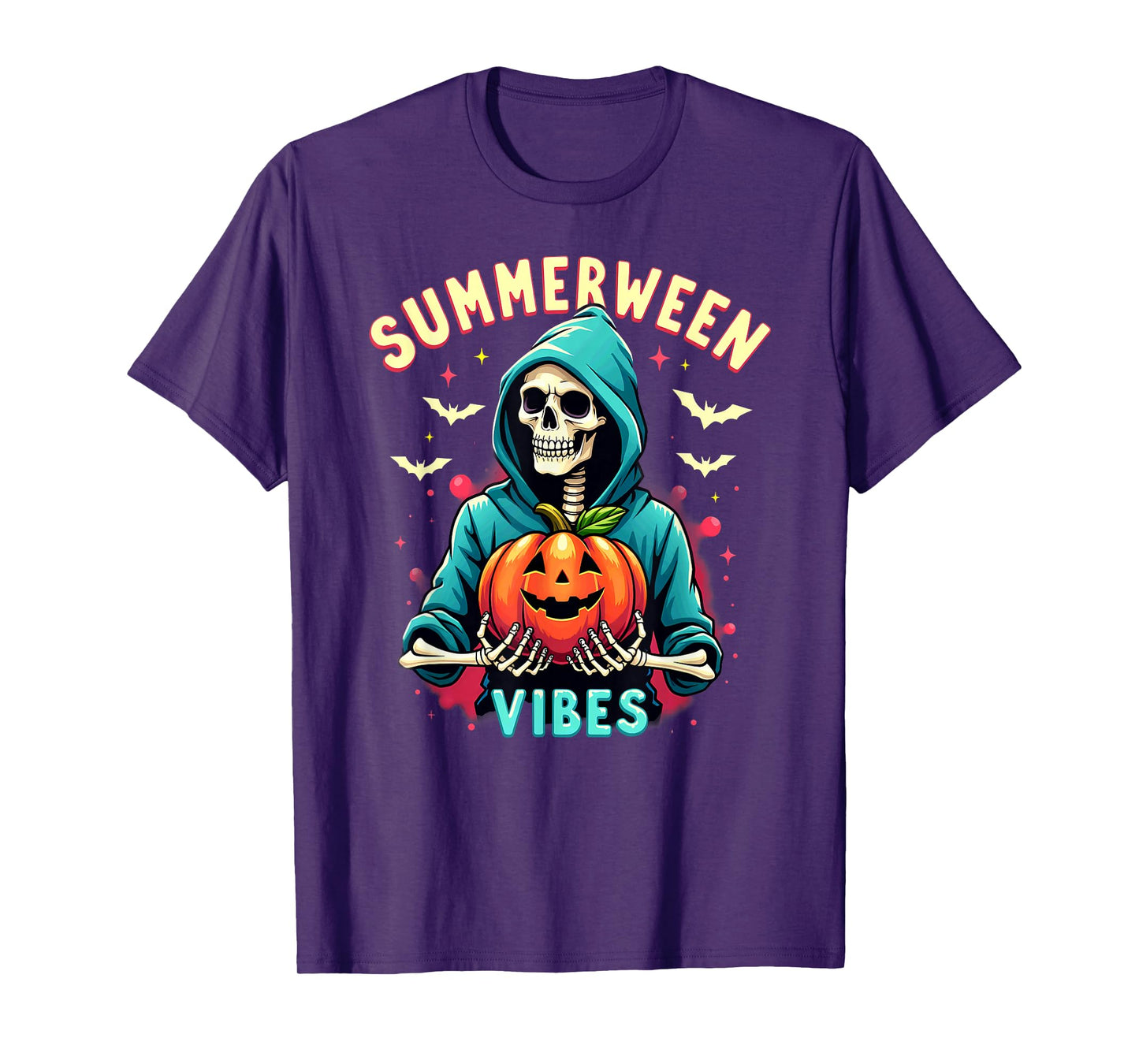 Ghost Skeleton Pumpkin Summerween Vibes T-Shirt