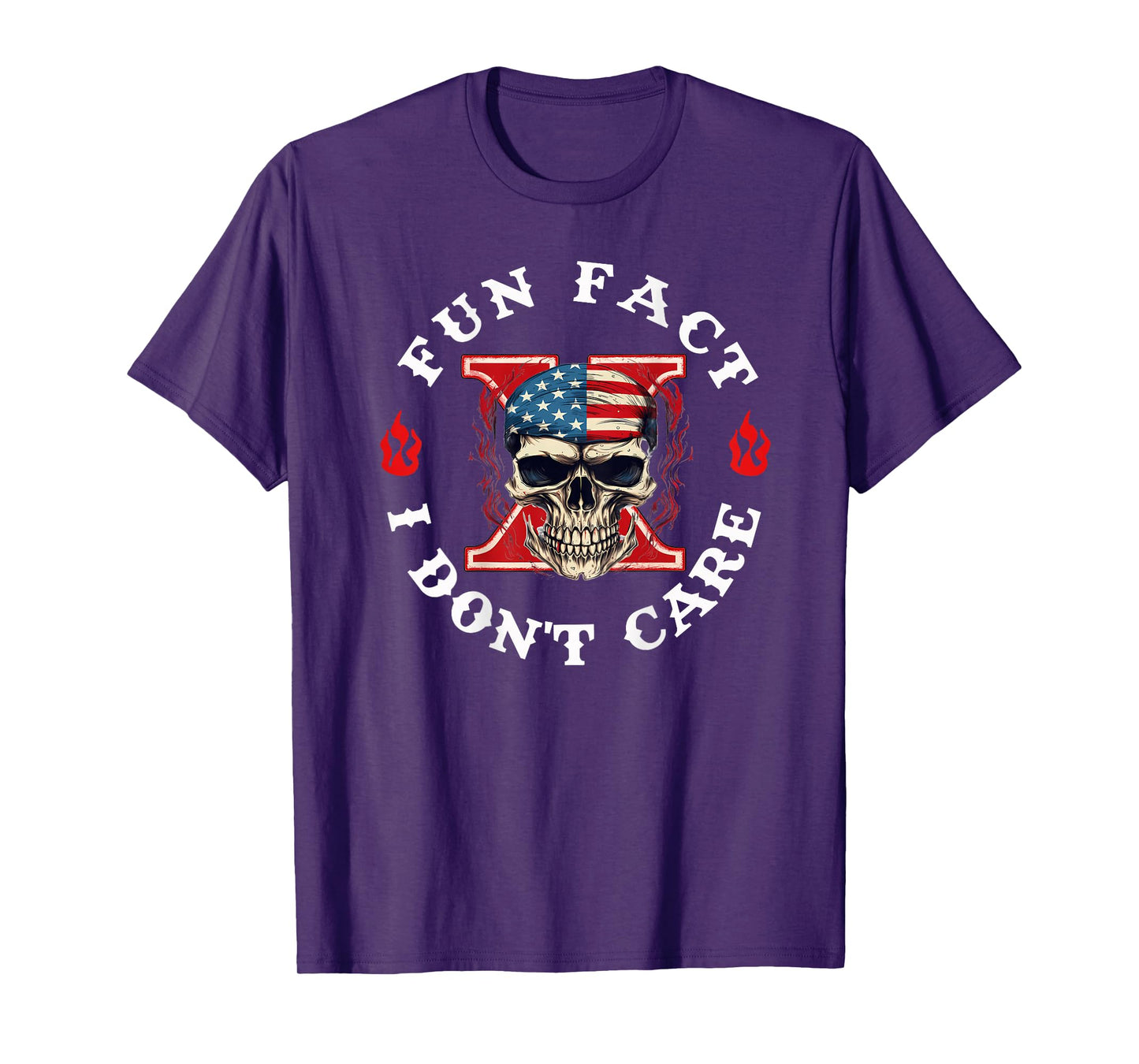 Fun Fact I Don't Care Funny Skeleton Sarcastic (ON Back) T-Shirt