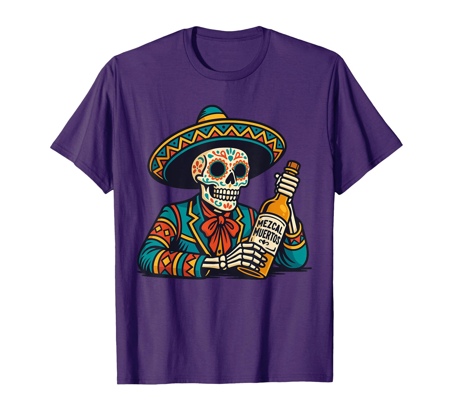 Dia De Los Muertos Sombrero Tequila Costume Mexican Skeleton T-Shirt