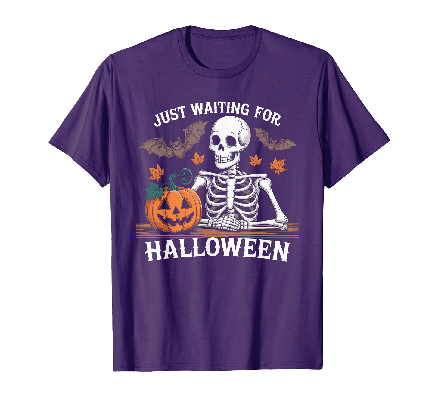Just Waiting for Halloween Skeleton Coffee Jack Or Lantern T-Shirt