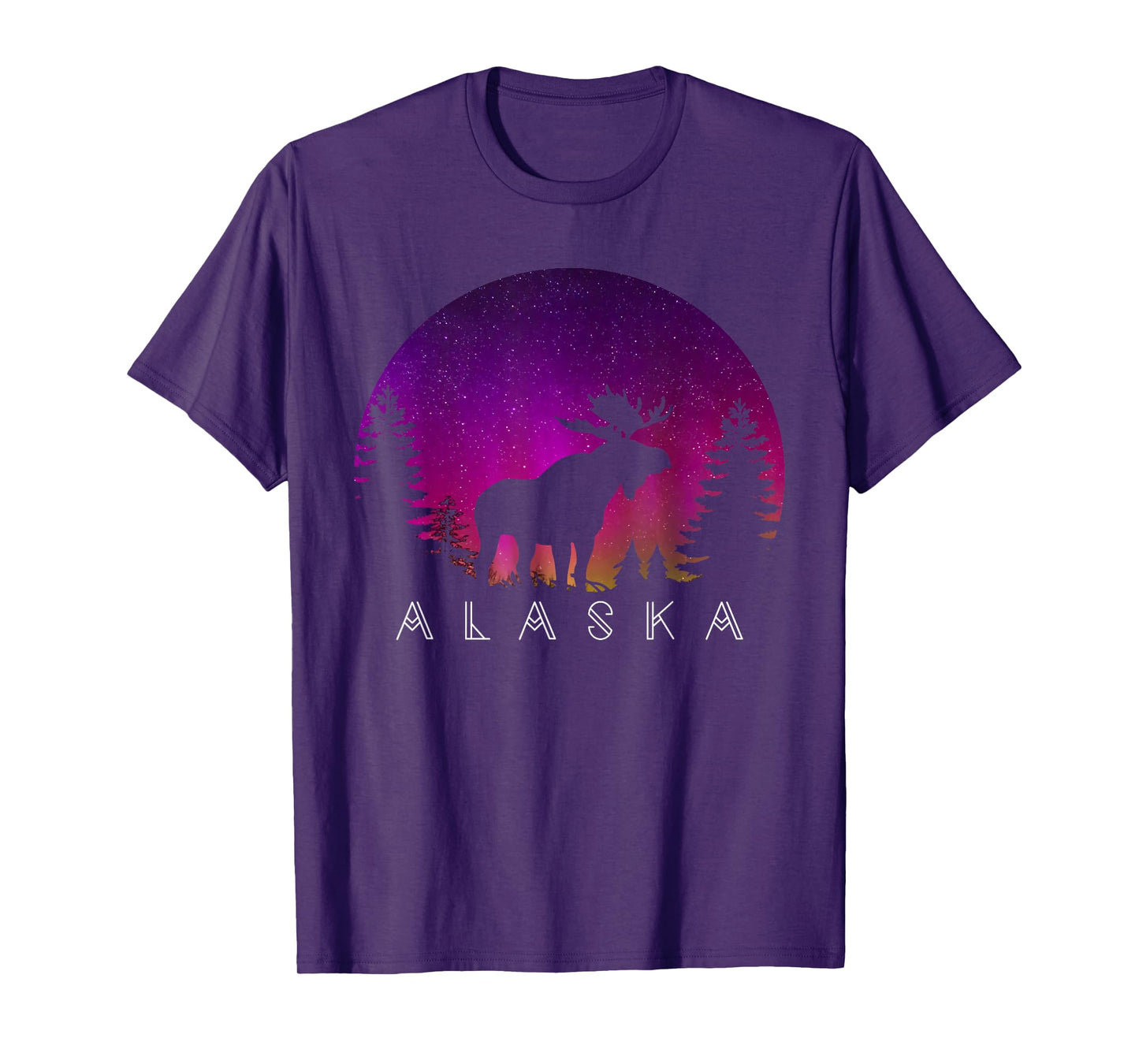 Alaska Moose Aurora Borealis - Alaskan Landscape Photo T-Shirt