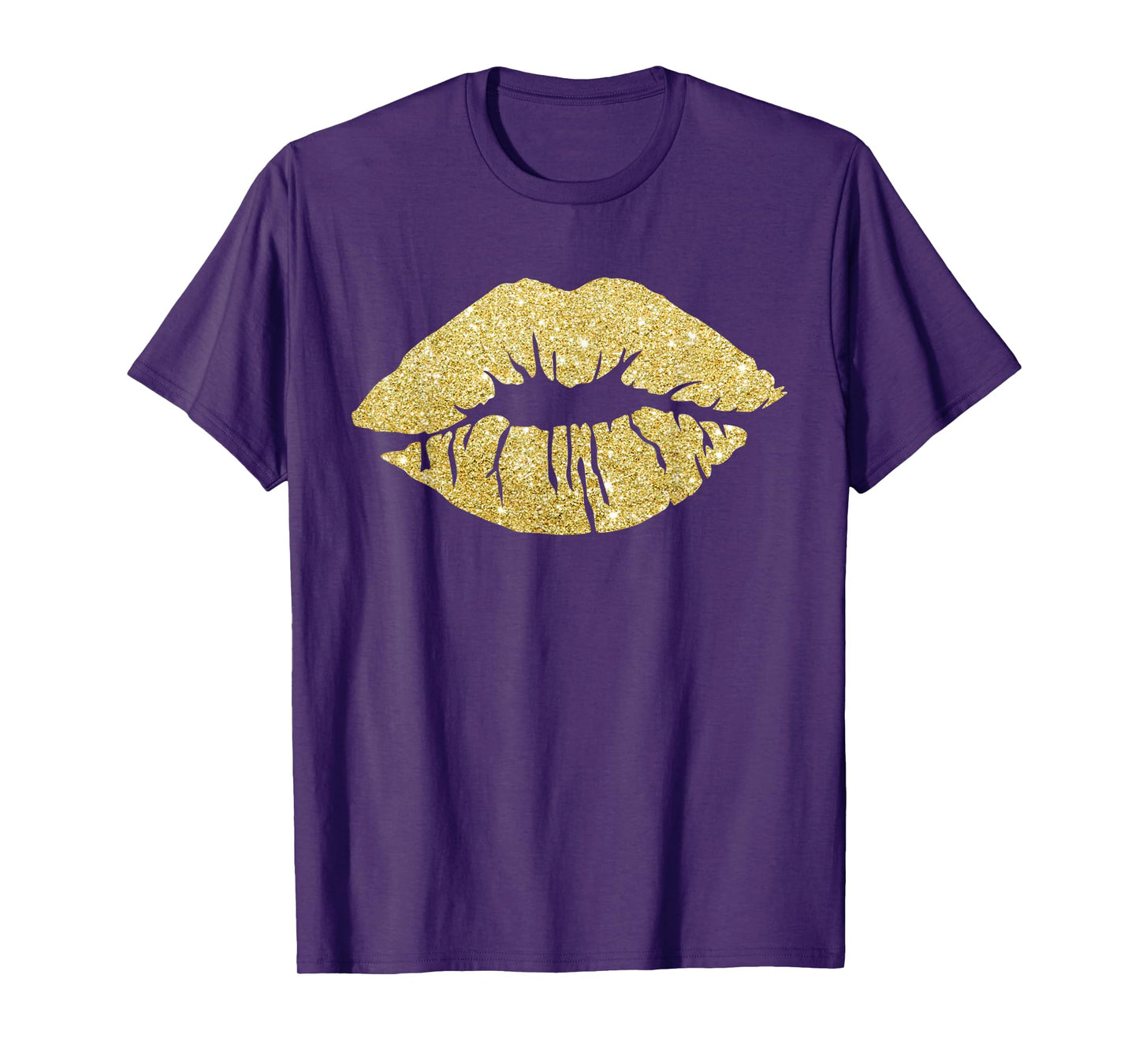 Women's Kiss Lips Gold Lips Gold Lipstick Gold Kiss T-Shirt