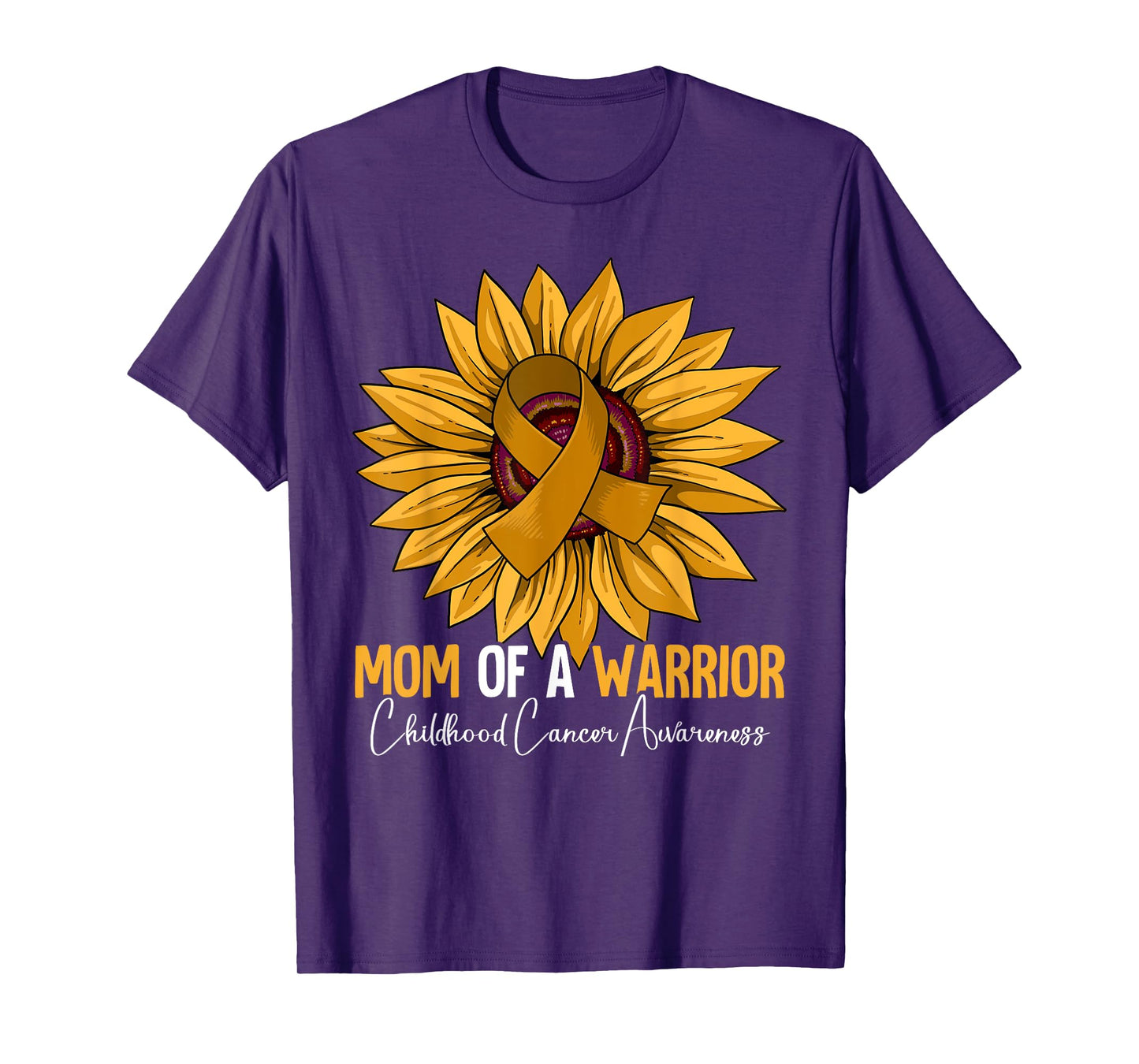 Mom Of A Warrior Childhood Cancer Awareness T-Shirt