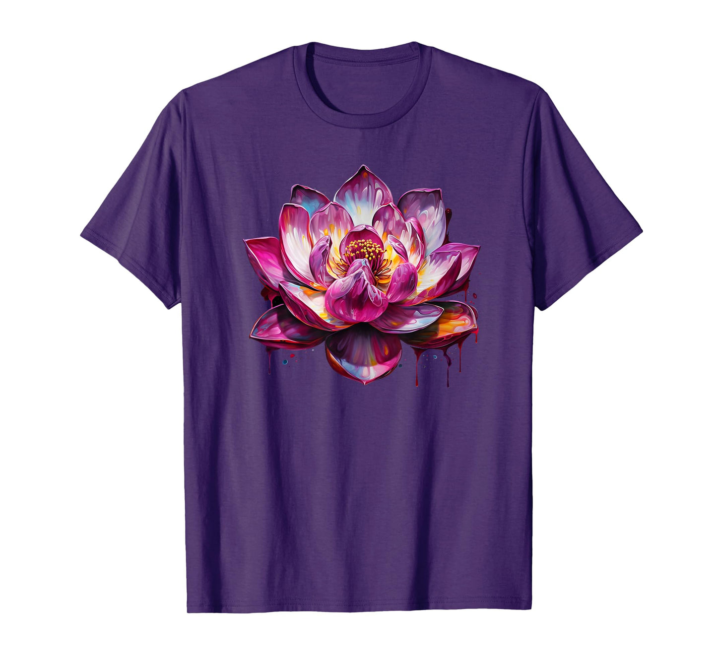 Colorful Lotus Funny Graffiti Trendy Cute Flower Fashion T-Shirt