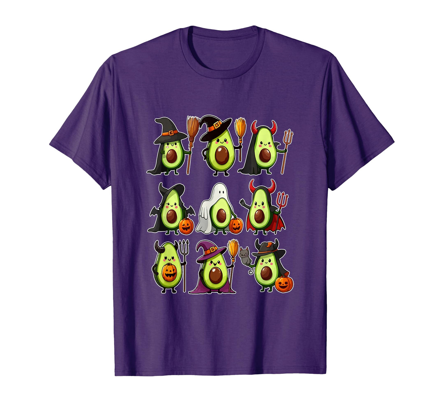 Group Avocados Cosplay Witch Boo Ghosts Halloween Vegetarian T-Shirt