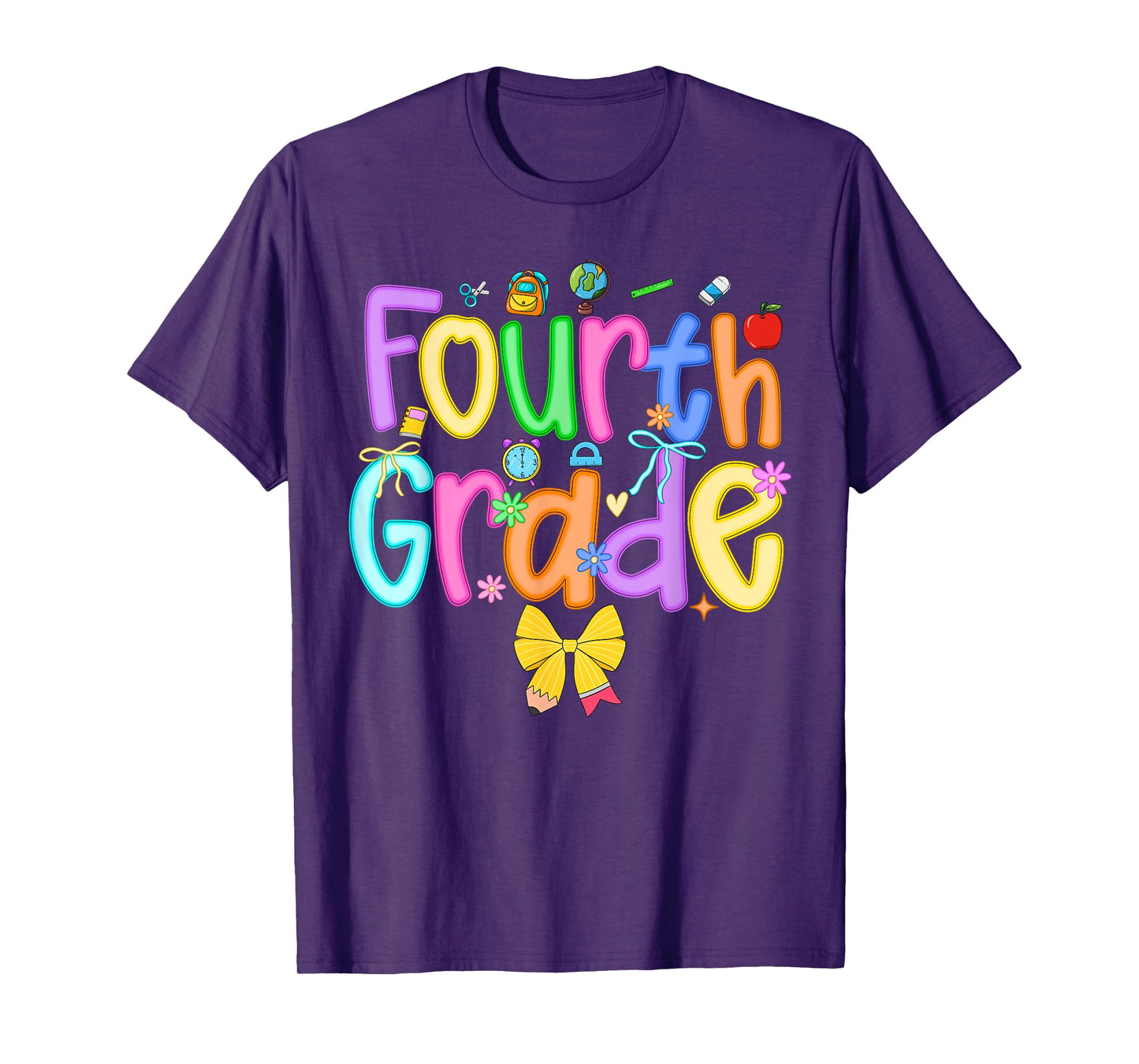 Back To School Fourth Grade Girls Bow 4th Grade Teacher Kids T-Shirt
