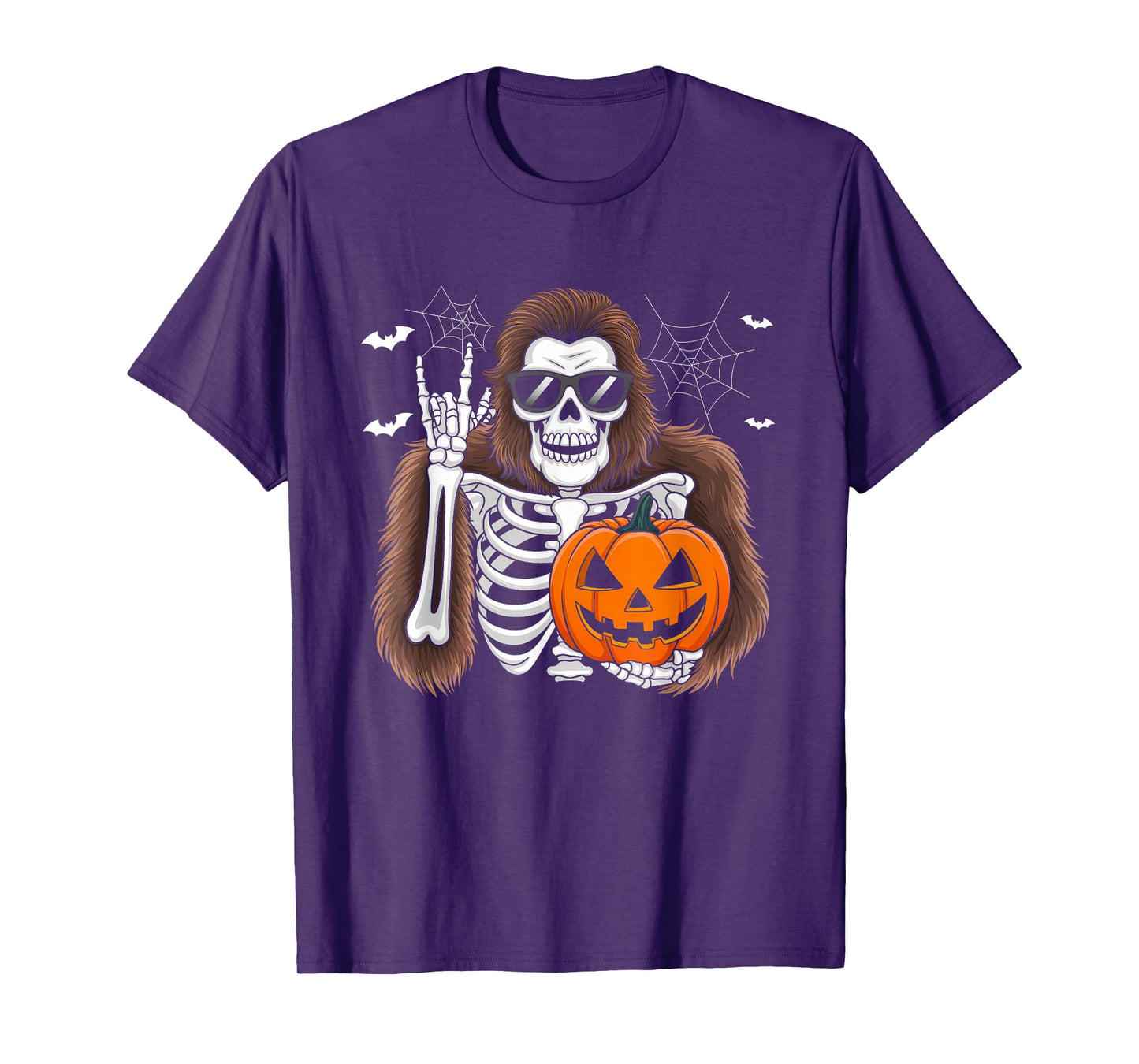 Fun Spooky Bigfoot Jack O Lantern Skeleton Halloween Men T-Shirt