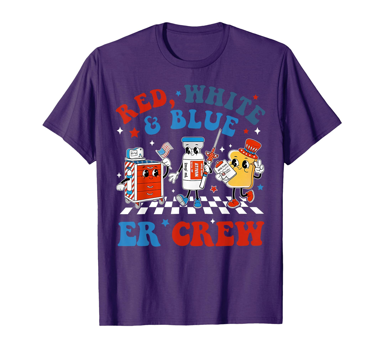 Retro Red White Blue Er Crew Emergency Room 4th Of July T-Shirt