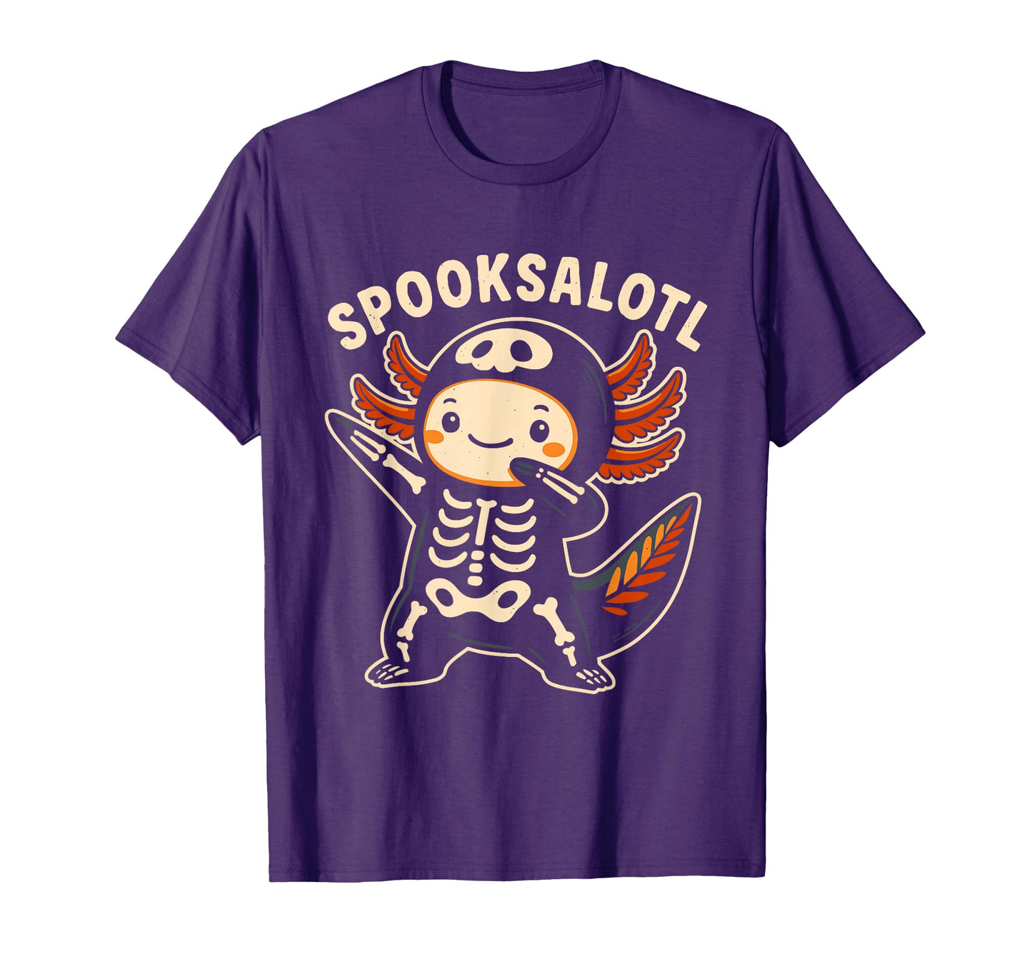 Dabbing Halloween Dab Kawaii Spooksalotl Skeleton Axolotl T-Shirt