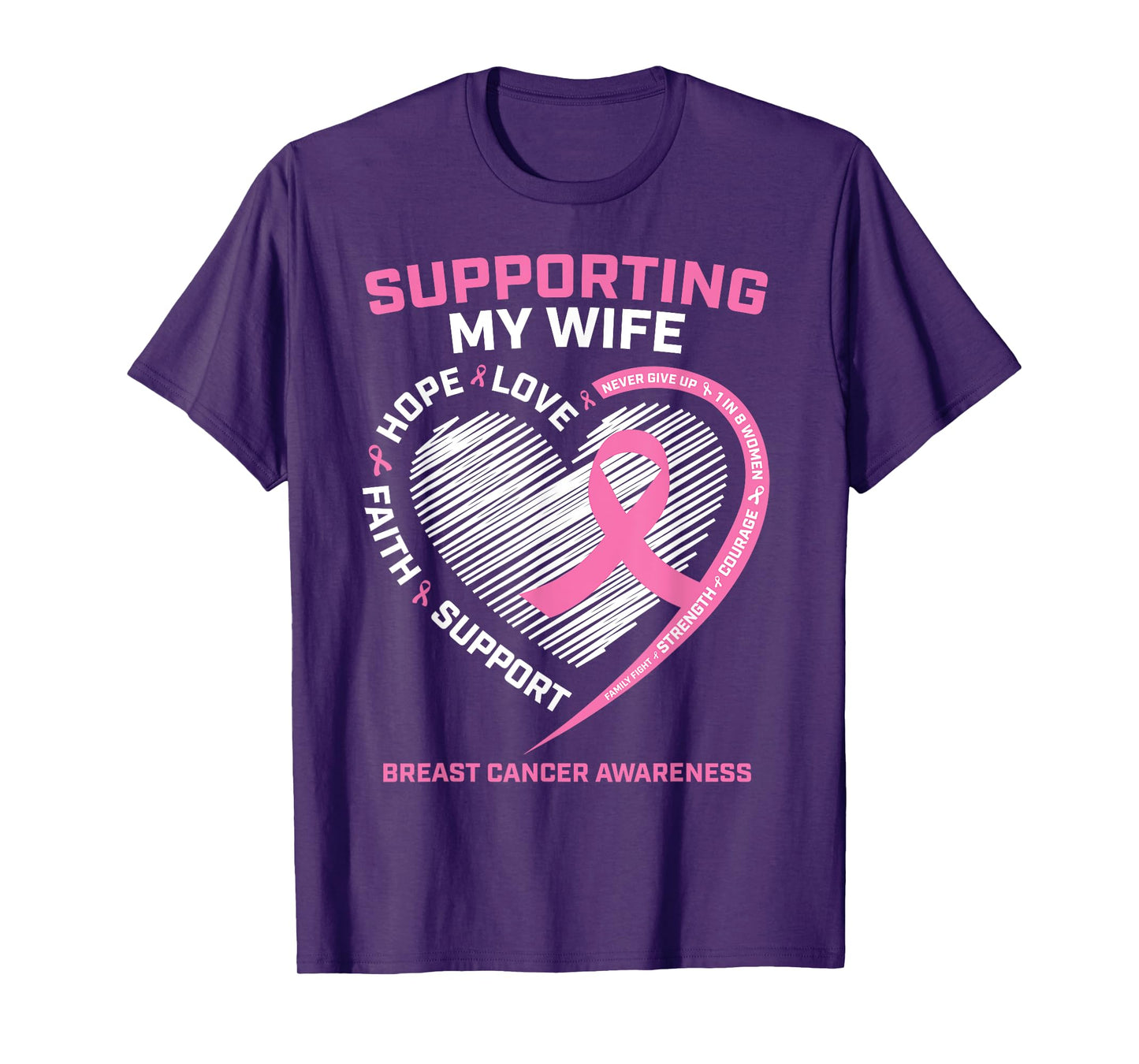 I Wear Pink For My Wife Breast Cancer Awareness Husband Men T-Shirt