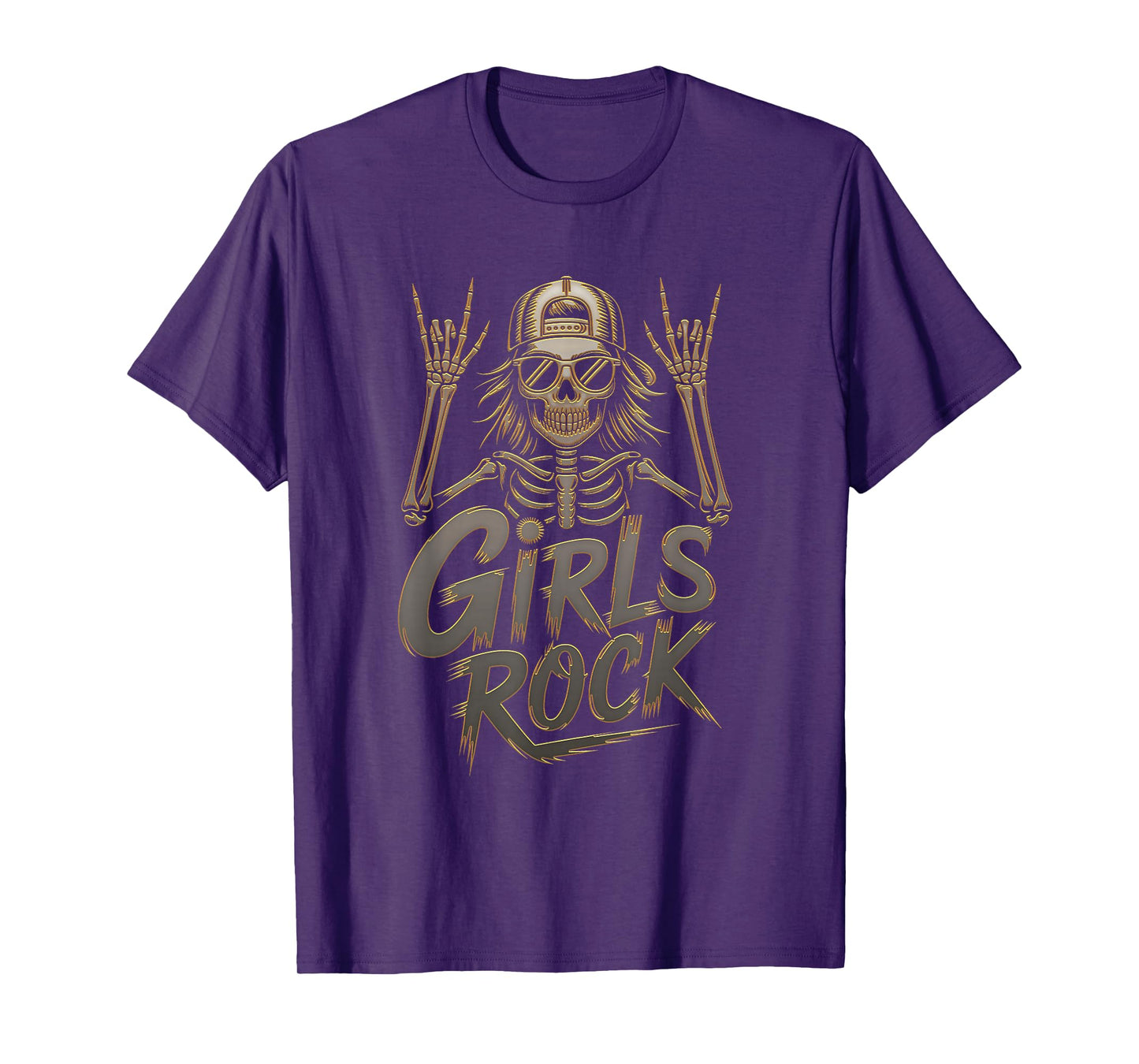 Girls Rock'n Roll Girl Skeleton Rocker Music Rock Halloween T-Shirt